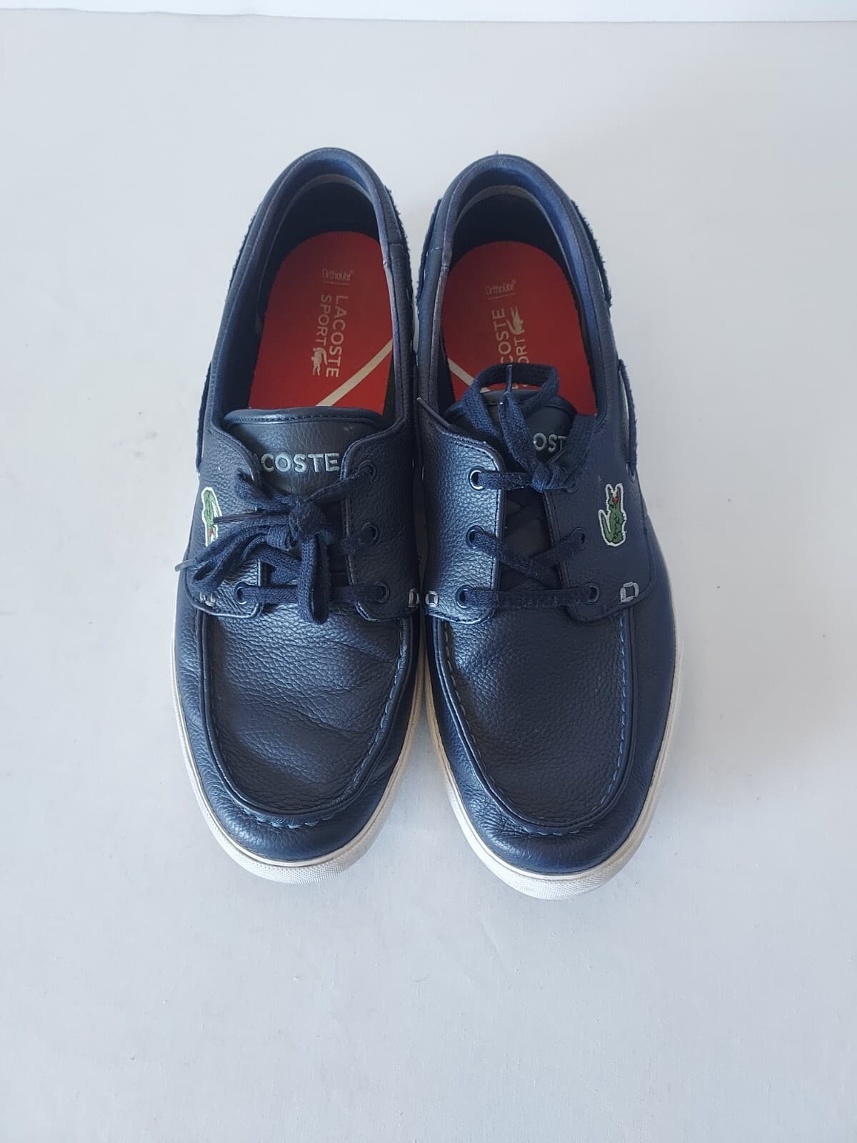 Lacoste Sport Keel Sep 2 Leather Boat Shoes Lace Ortholite Blue-White Men US11.5 - Thumbnail 3