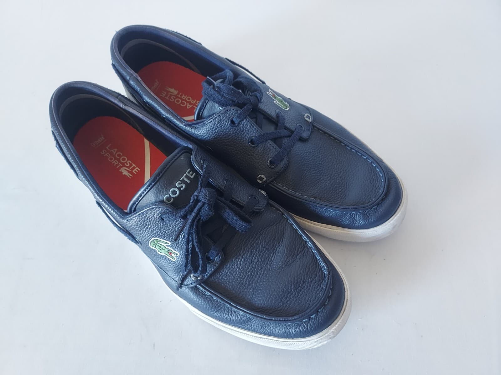 Lacoste Sport Keel Sep 2 Leather Boat Shoes Lace Ortholite Blue-White Men US11.5 - Thumbnail 2