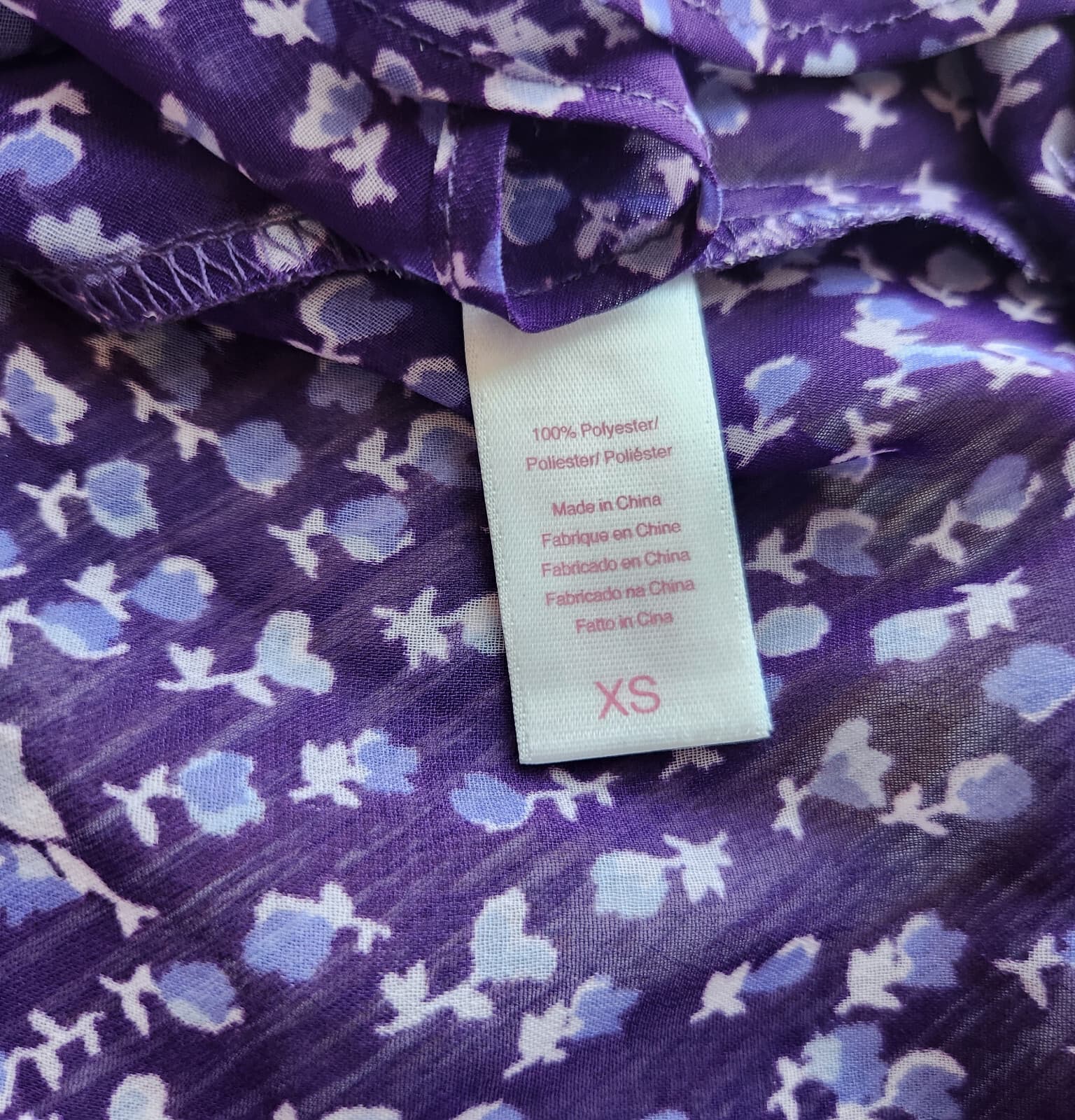 NWT Oscar De La Renta Pink Label Floral Sheer Chiffon Maxi Nightgown Purple XS - Thumbnail 9