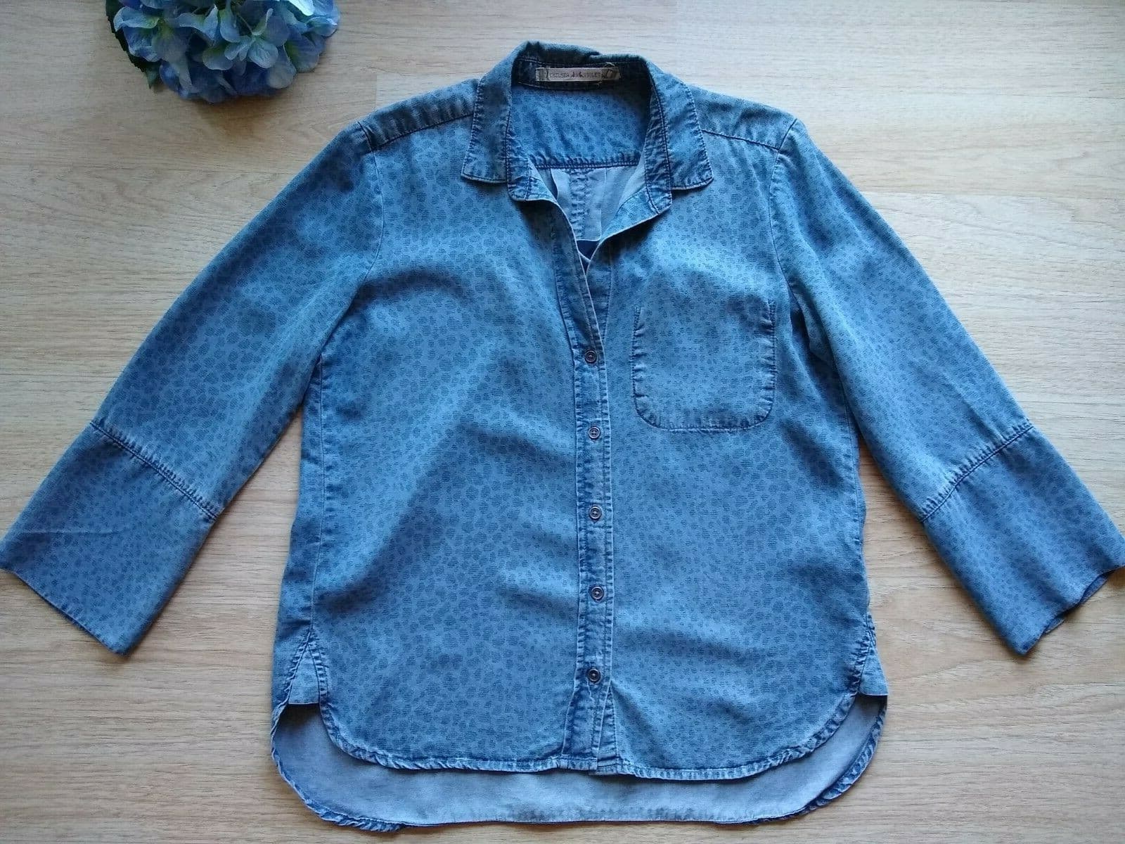 Chelsea & Violet Chambray Shirt Top Long Sleeve Inside Pocket Blue Bust 44 in. - Thumbnail 5