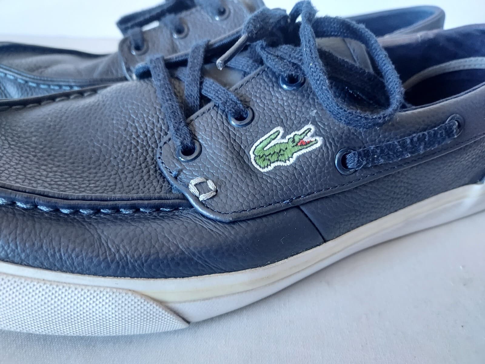 Lacoste Sport Keel Sep 2 Leather Boat Shoes Lace Ortholite Blue-White Men US11.5 - Thumbnail 9