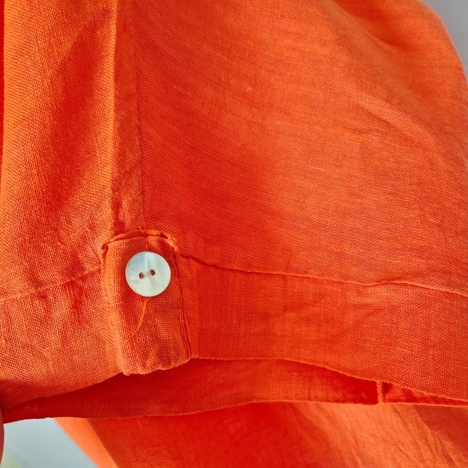 J S Millenium Made in Italy Linen Lagenlook Boxy Popover Top Orange Bust 54" XL - Thumbnail 5
