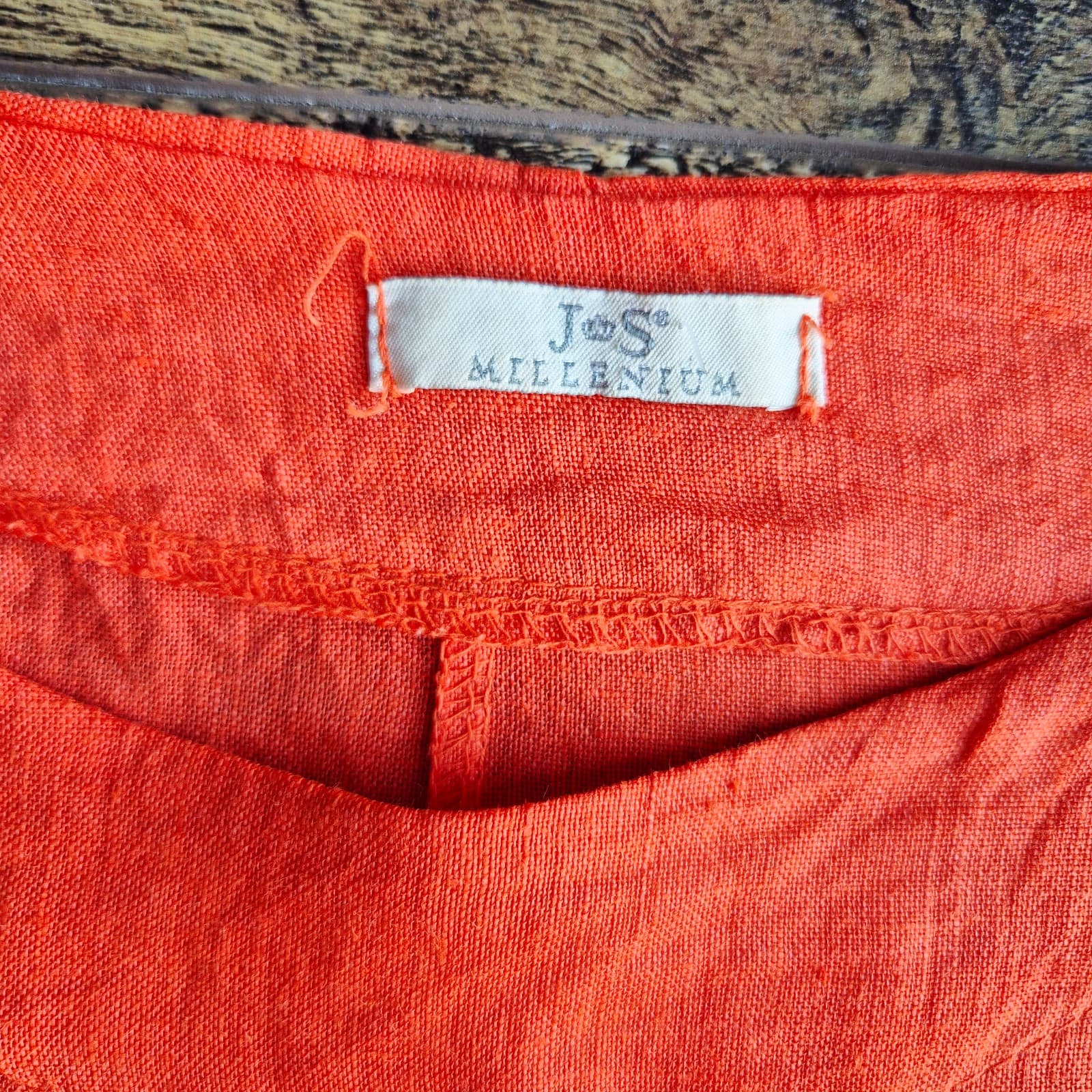 J S Millenium Made in Italy Linen Lagenlook Boxy Popover Top Orange Bust 54" XL - Thumbnail 7