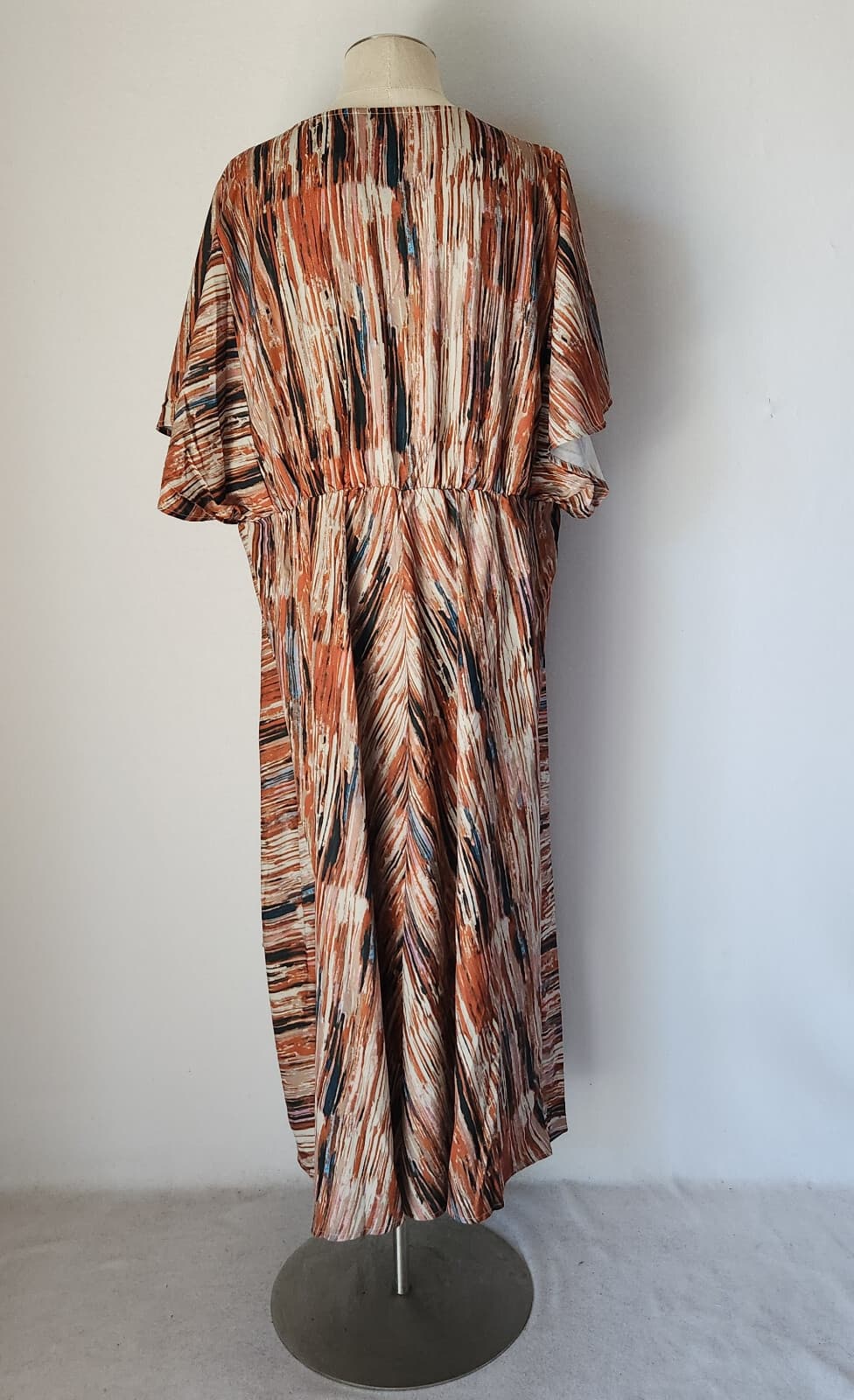 NWT Soft Surroundings $150 Cyra Dress Asymmetrical Hem Painted Stripe Brown 1X - Thumbnail 6
