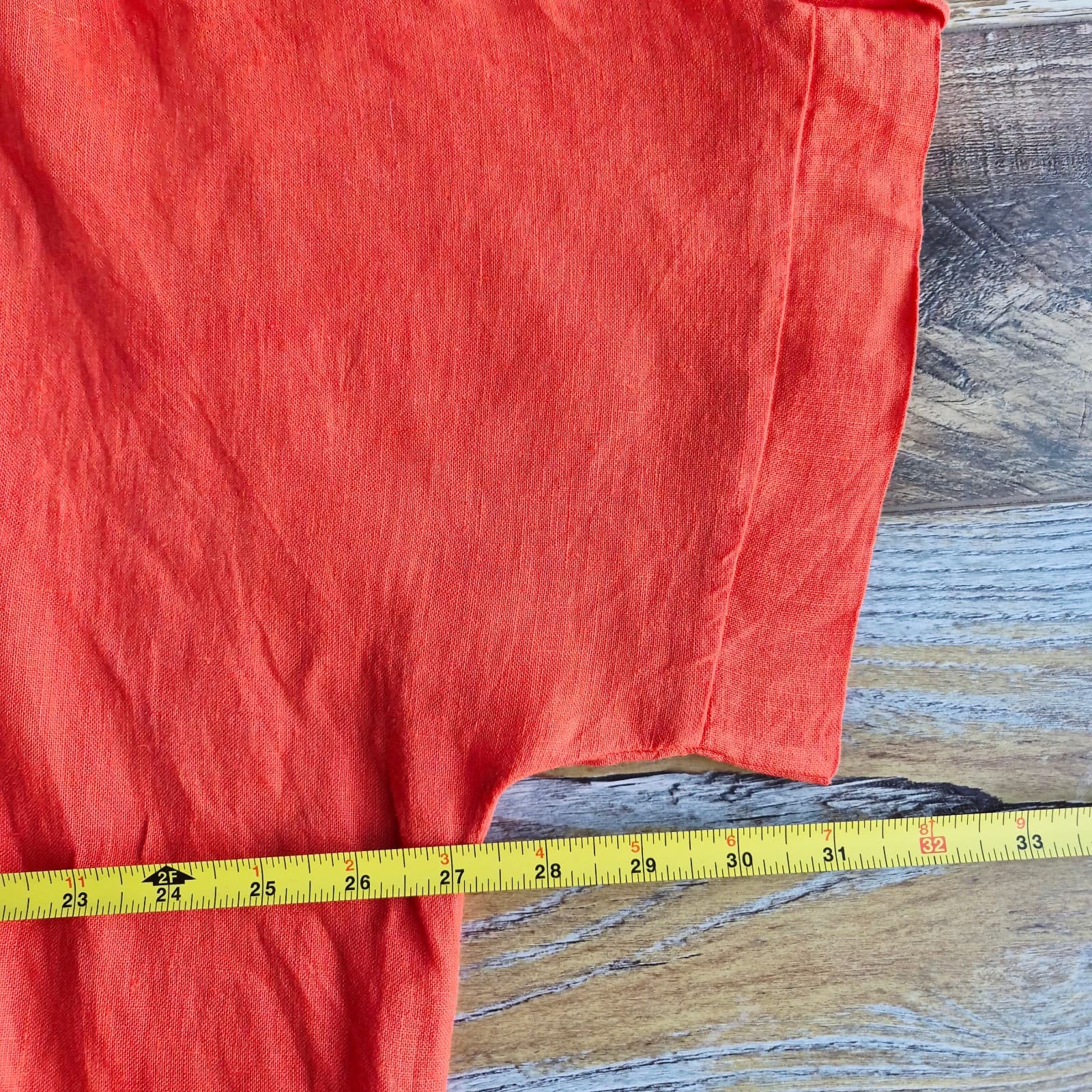 J S Millenium Made in Italy Linen Lagenlook Boxy Popover Top Orange Bust 54" XL - Thumbnail 9