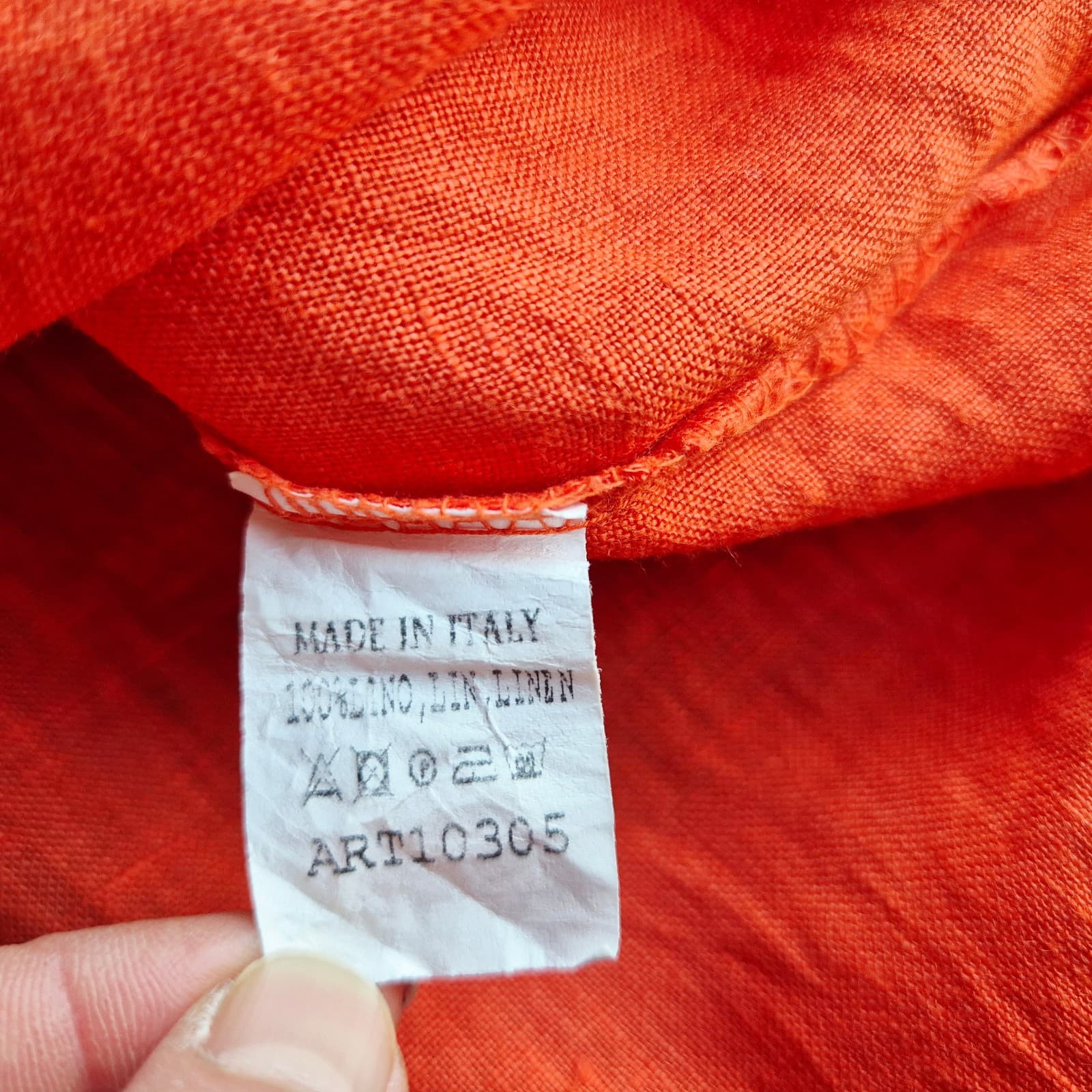 J S Millenium Made in Italy Linen Lagenlook Boxy Popover Top Orange Bust 54" XL - Thumbnail 8