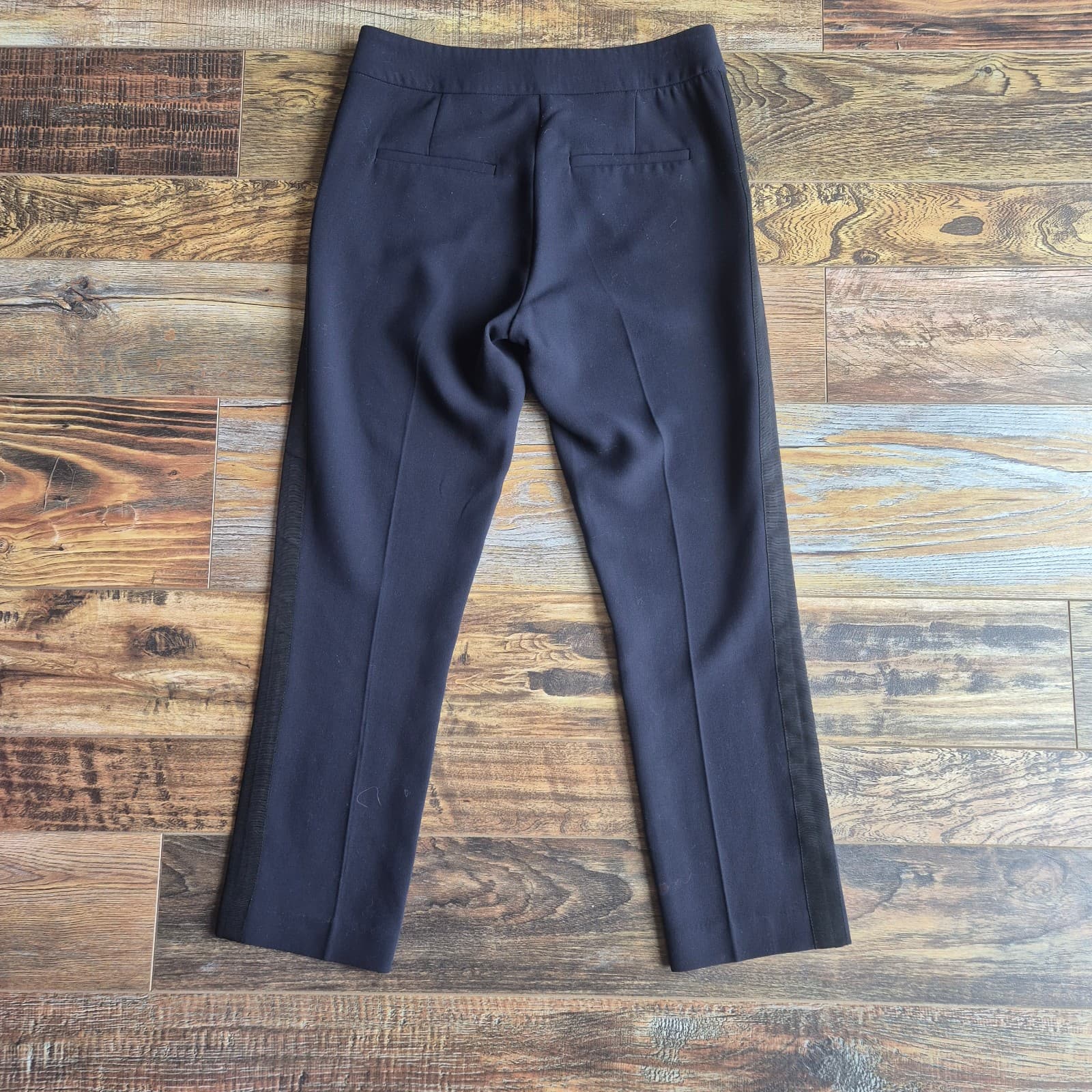 Veronica Beard Side-Strip Cropped Dress Pants Slim Straight Pocket Navy Womens 6 - Thumbnail 3