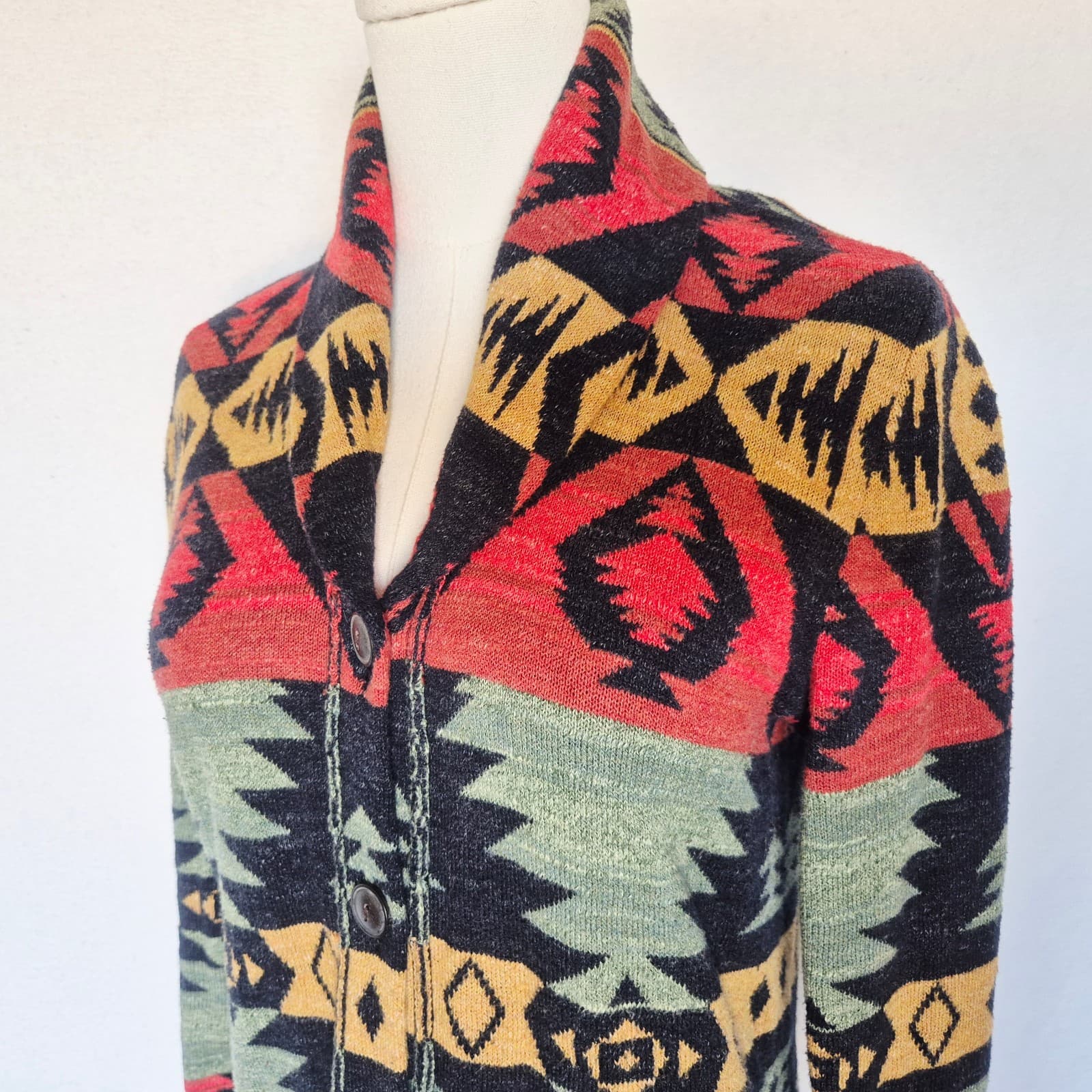 Denim & Supply Ralph Lauren Southwest Aztec Shawl Cardigan Pocket Button Women S - Thumbnail 5