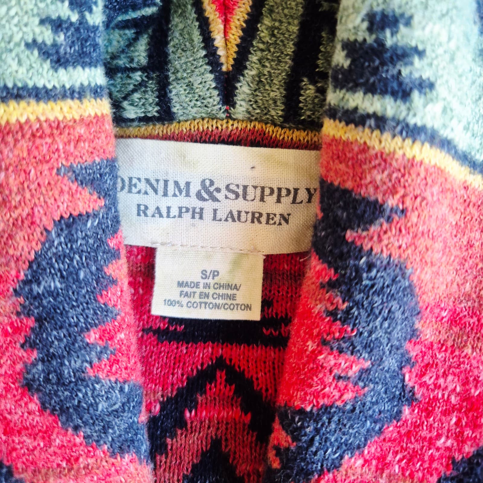 Denim & Supply Ralph Lauren Southwest Aztec Shawl Cardigan Pocket Button Women S - Thumbnail 8