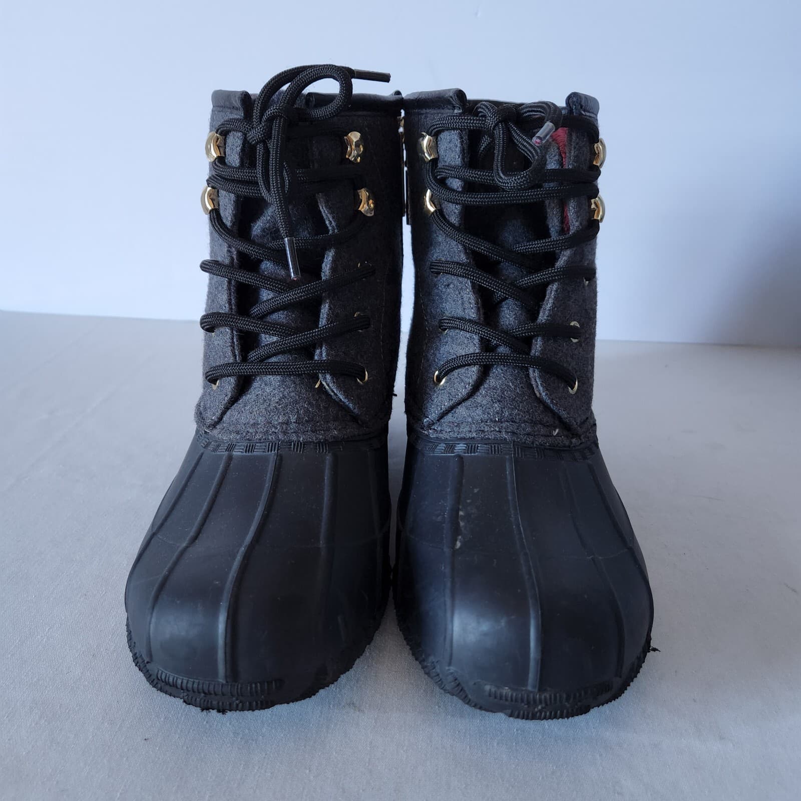Tommy Hilfiger Roan Lace-Up Duck Boots Side-Zip Leather Rubber Lined Black W-10M - Thumbnail 3