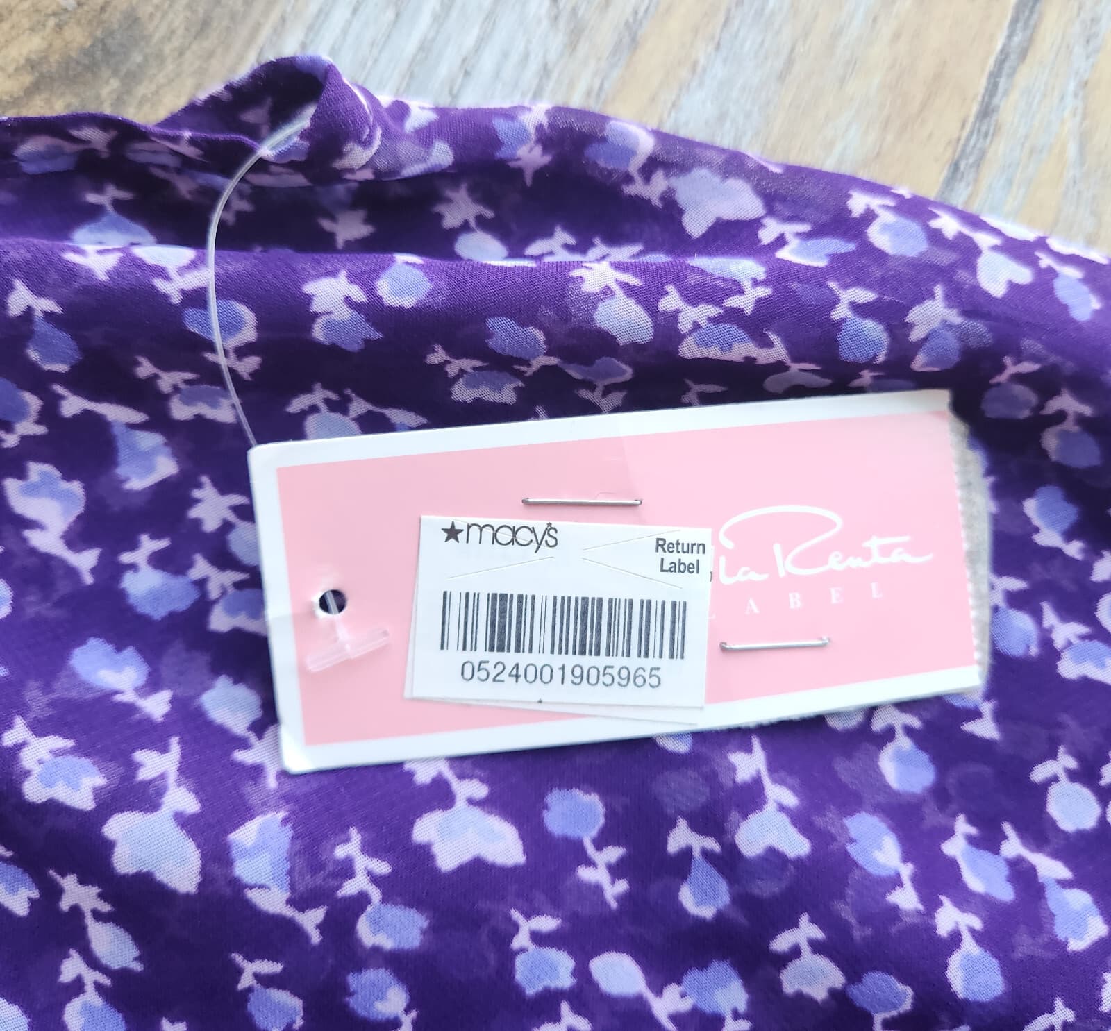 NWT Oscar De La Renta Pink Label Floral Sheer Chiffon Maxi Nightgown Purple XS - Thumbnail 11