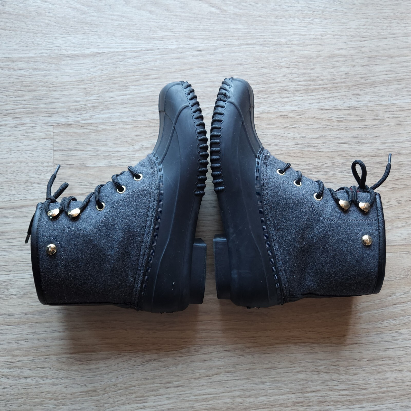 Tommy Hilfiger Roan Lace-Up Duck Boots Side-Zip Leather Rubber Lined Black W-10M - Thumbnail 8