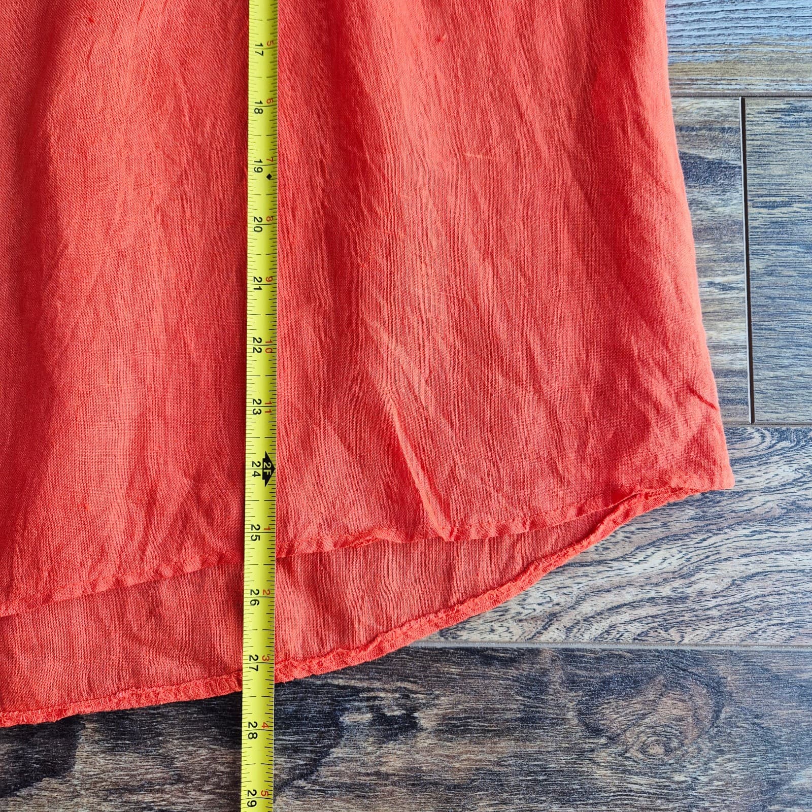 J S Millenium Made in Italy Linen Lagenlook Boxy Popover Top Orange Bust 54" XL - Thumbnail 10