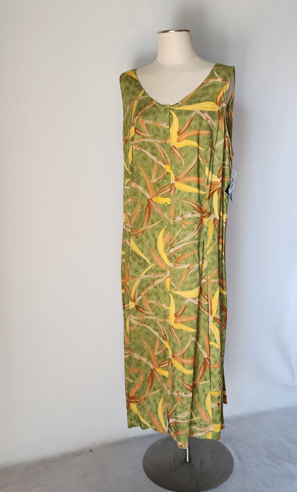 NWT Lady Darian Bird of Paradise Hawaii Maxi Dress Button-Front Sleeveless Sz.24 - Thumbnail 3