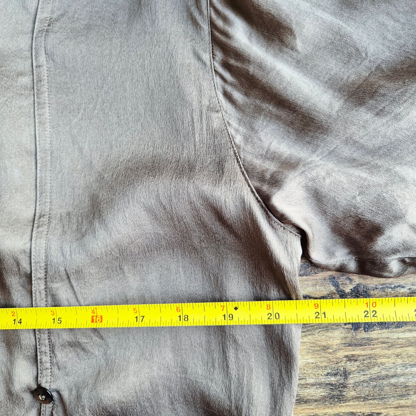 Vintage Escada by Margaretha Ley Olive Green Silk Satin Drape Front Blouse Sz.38 - Thumbnail 13