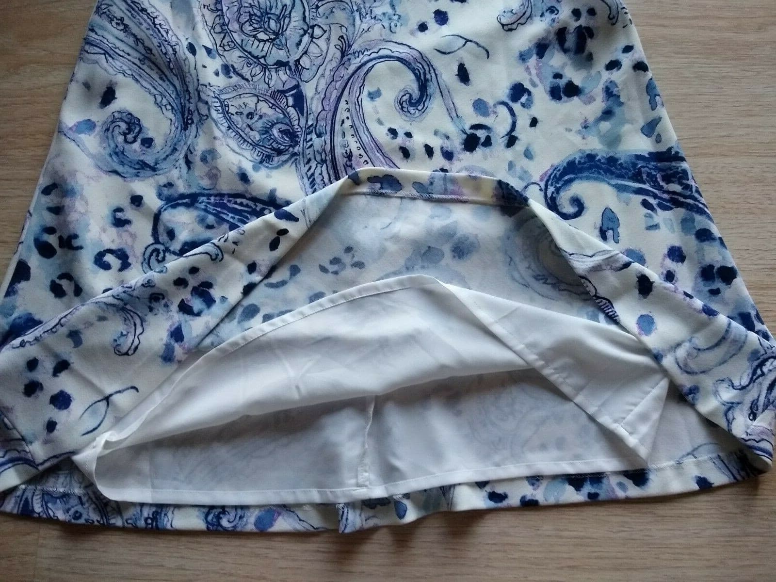 LAUREN RALPH LAUREN Knit Tunic Shift Dress Sleeveless Paisley Blue White Zip 10 - Thumbnail 6