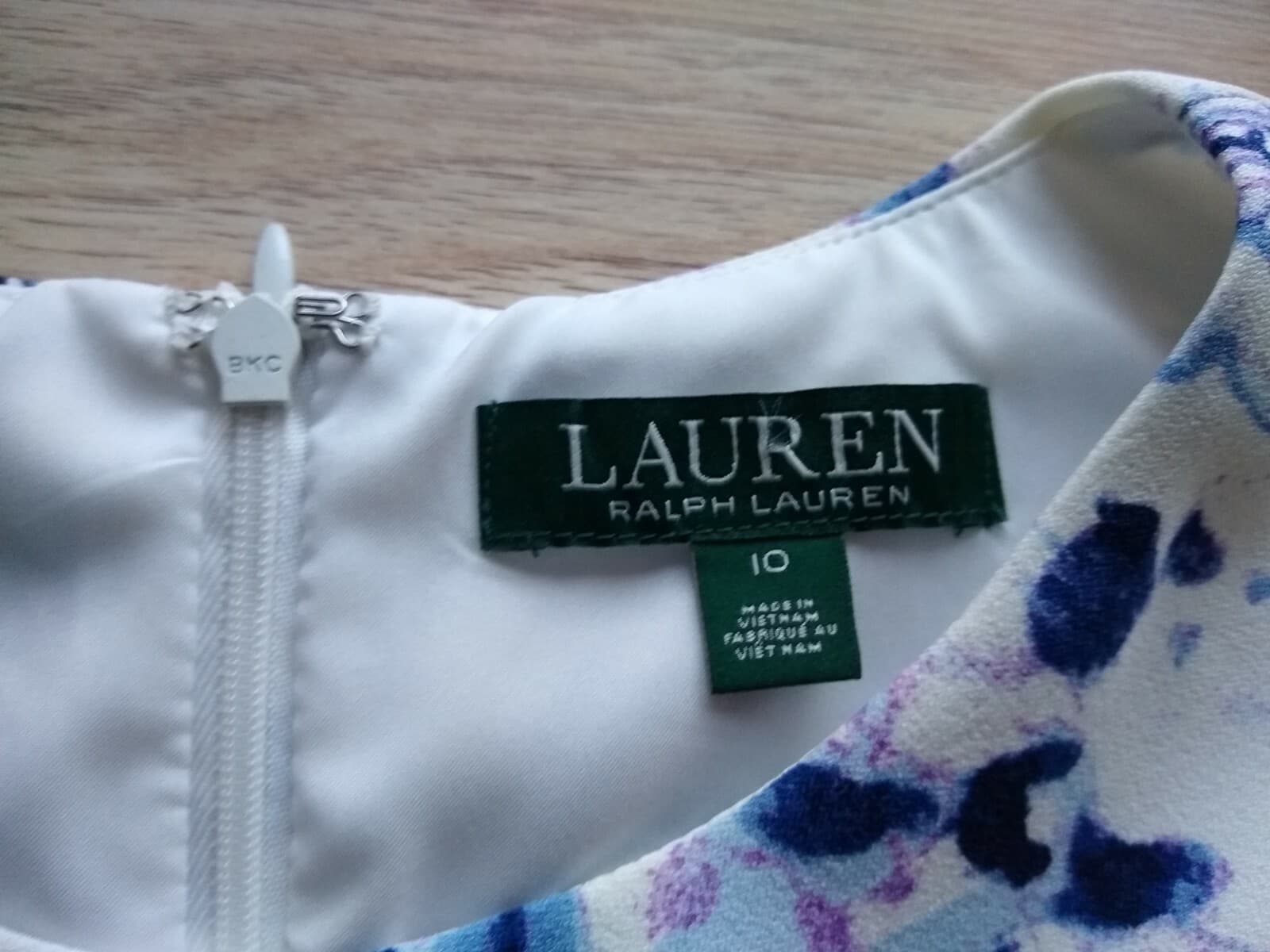 LAUREN RALPH LAUREN Knit Tunic Shift Dress Sleeveless Paisley Blue White Zip 10 - Thumbnail 8