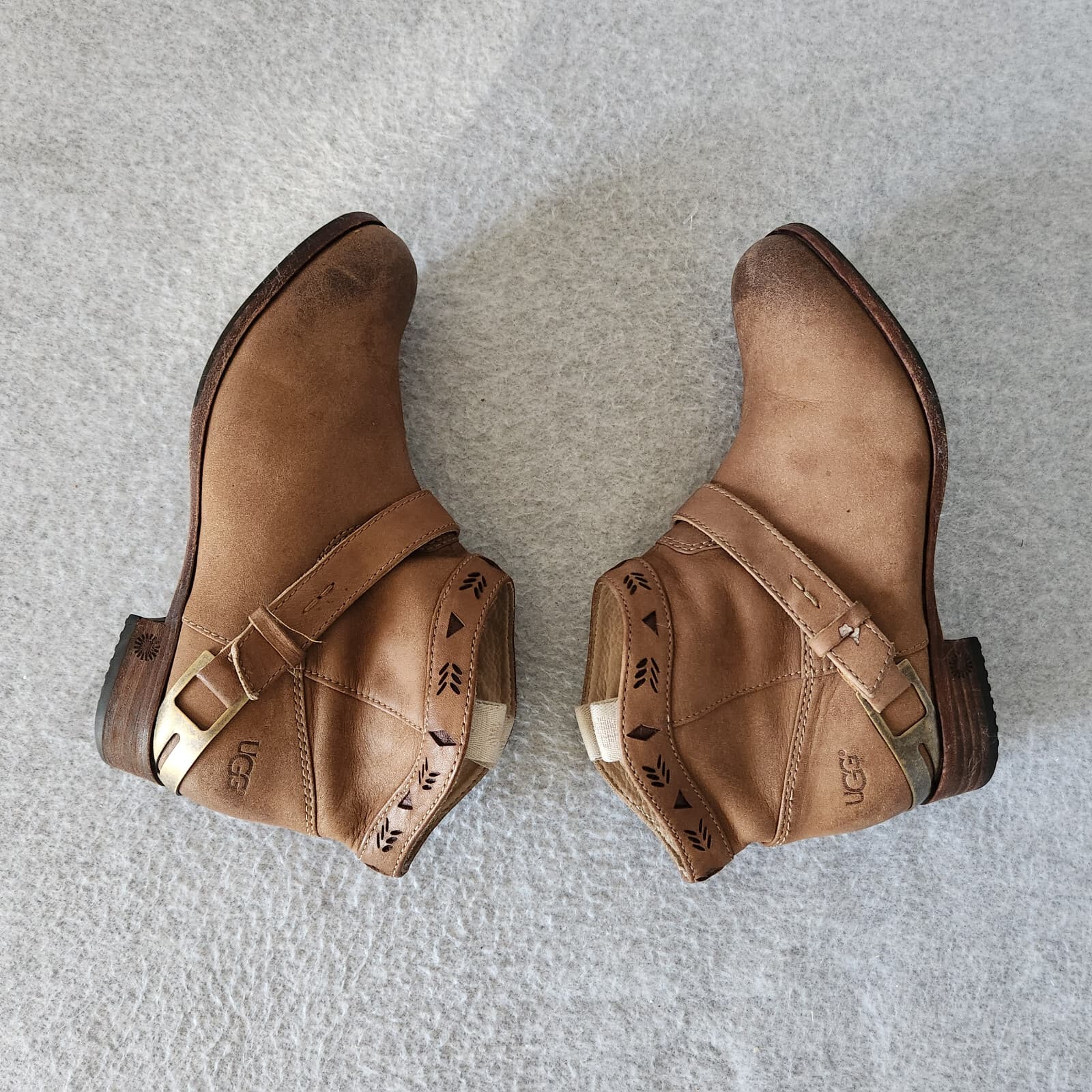 UGG Australia Austin Leather Cowboy Ankle Boots Pull-On Brown Women's US6 - Thumbnail 6
