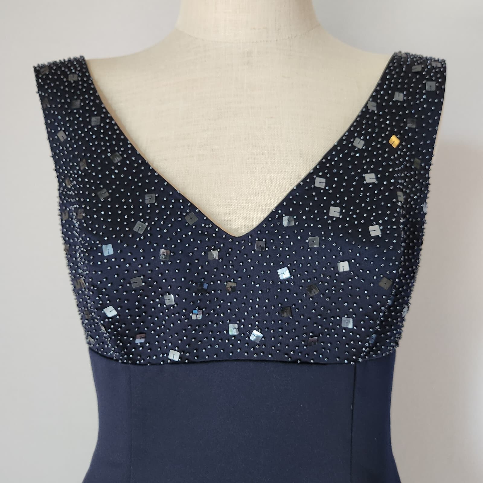 Vintage NWT Talbots Beaded Evening Formal Cocktail Dress Sleeveless Blue Sz.10 - Thumbnail 3