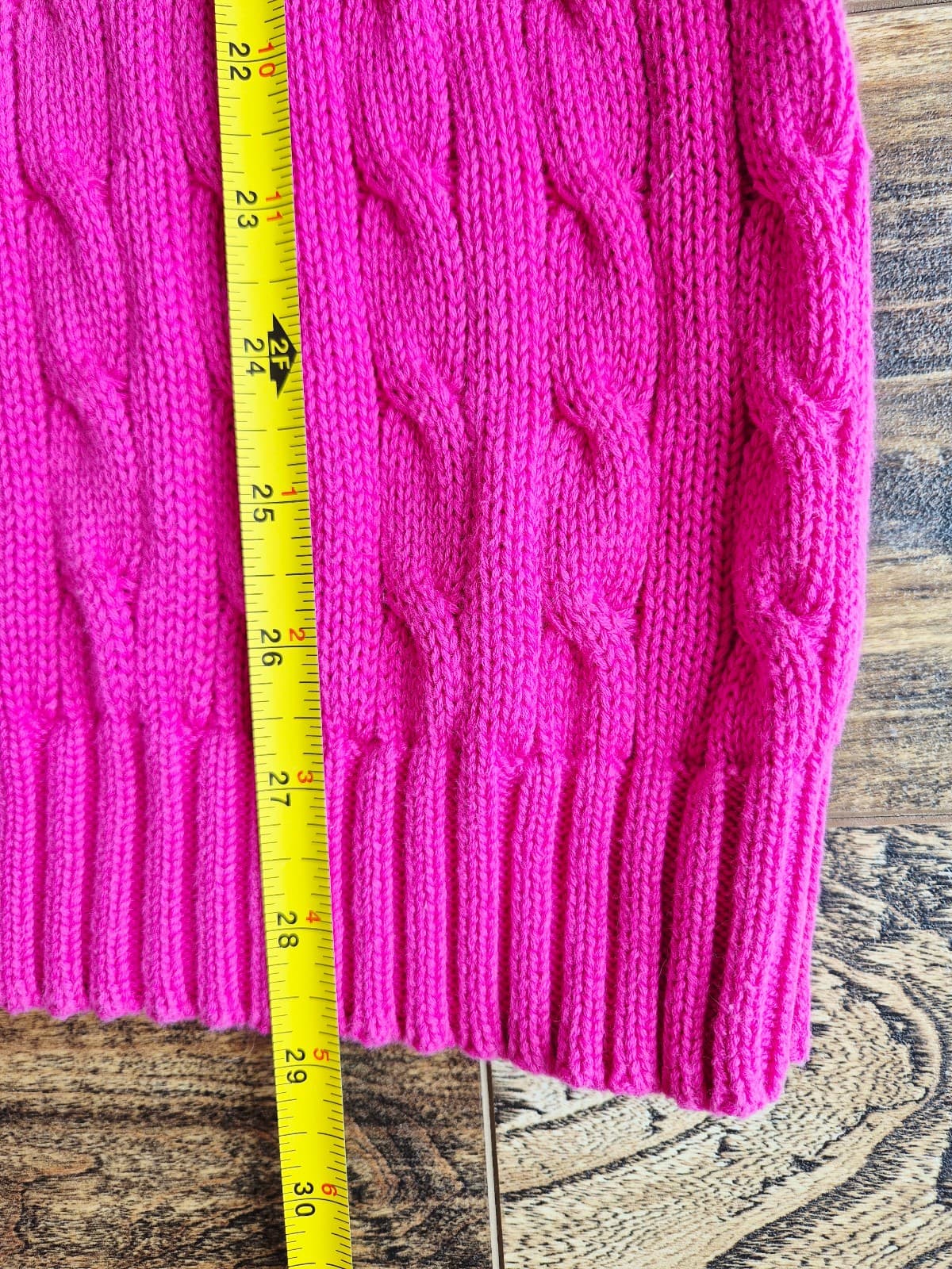 Vintage Y2K Ralph Lauren Pony Cotton Cable Knit Crew-Neck Sweater Pink Womens XL - Thumbnail 11