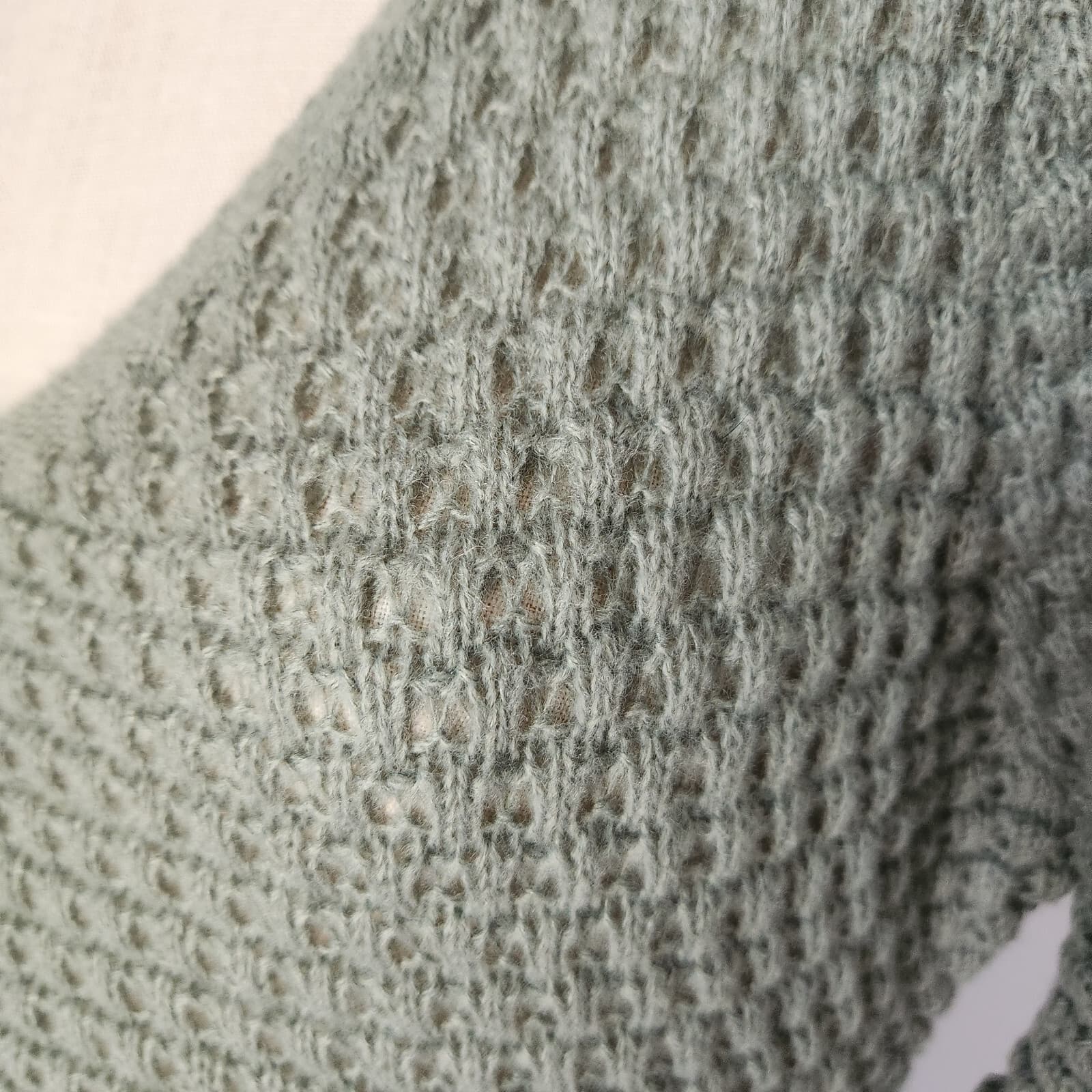 NWT Cupshe Honeycomb Knit Beach Mini Sweater-Dress Puff Long Sleeve Green Sz.M - Thumbnail 6