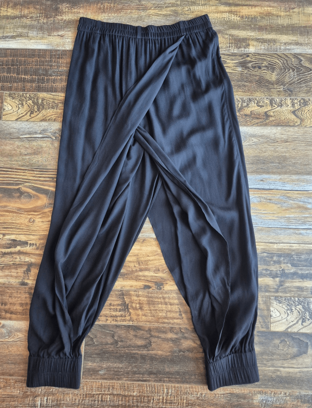 Nicholas K Sarouel Harem Pant Wrap Crossover Cuffed Ankle Pull On Black Women M - Thumbnail 2