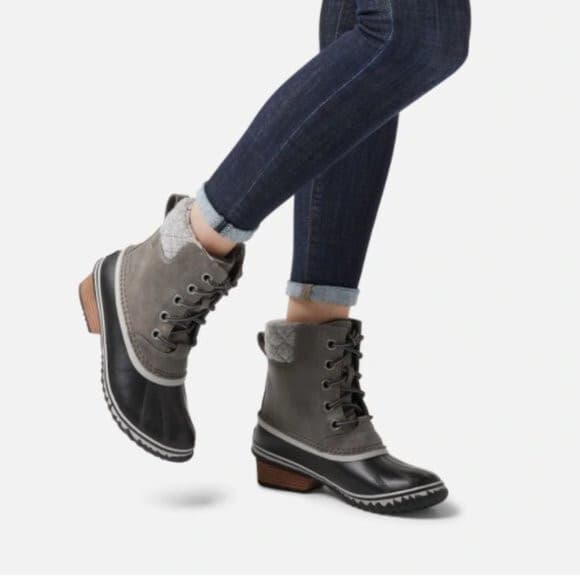 Sorel Slimpack II Lace Winter Boots Mid Calf Waterproof Leather Quarry Women US9 - Thumbnail 4