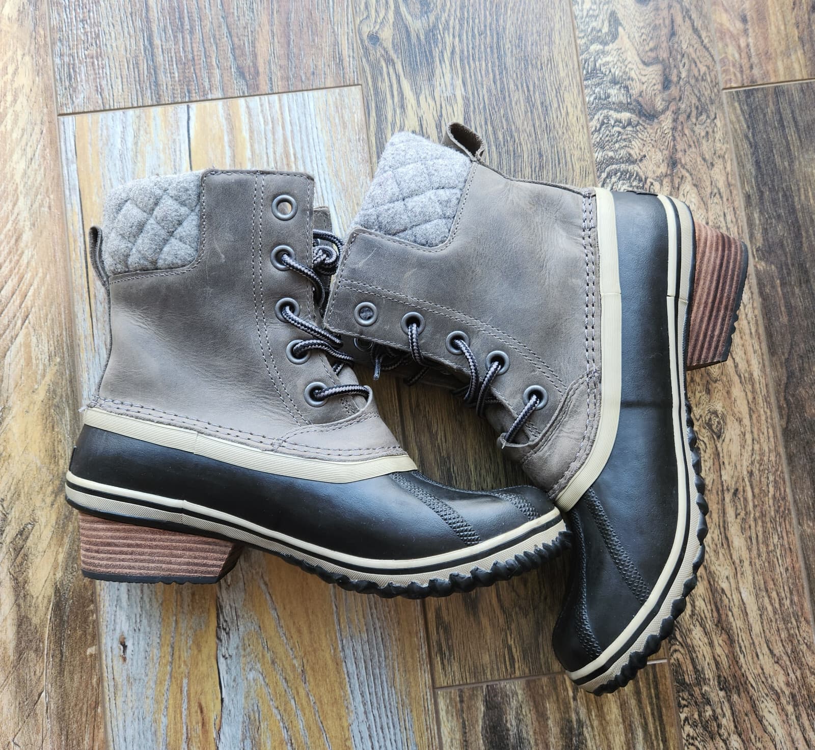 Sorel Slimpack II Lace Winter Boots Mid Calf Waterproof Leather Quarry Women US9 - Thumbnail 8