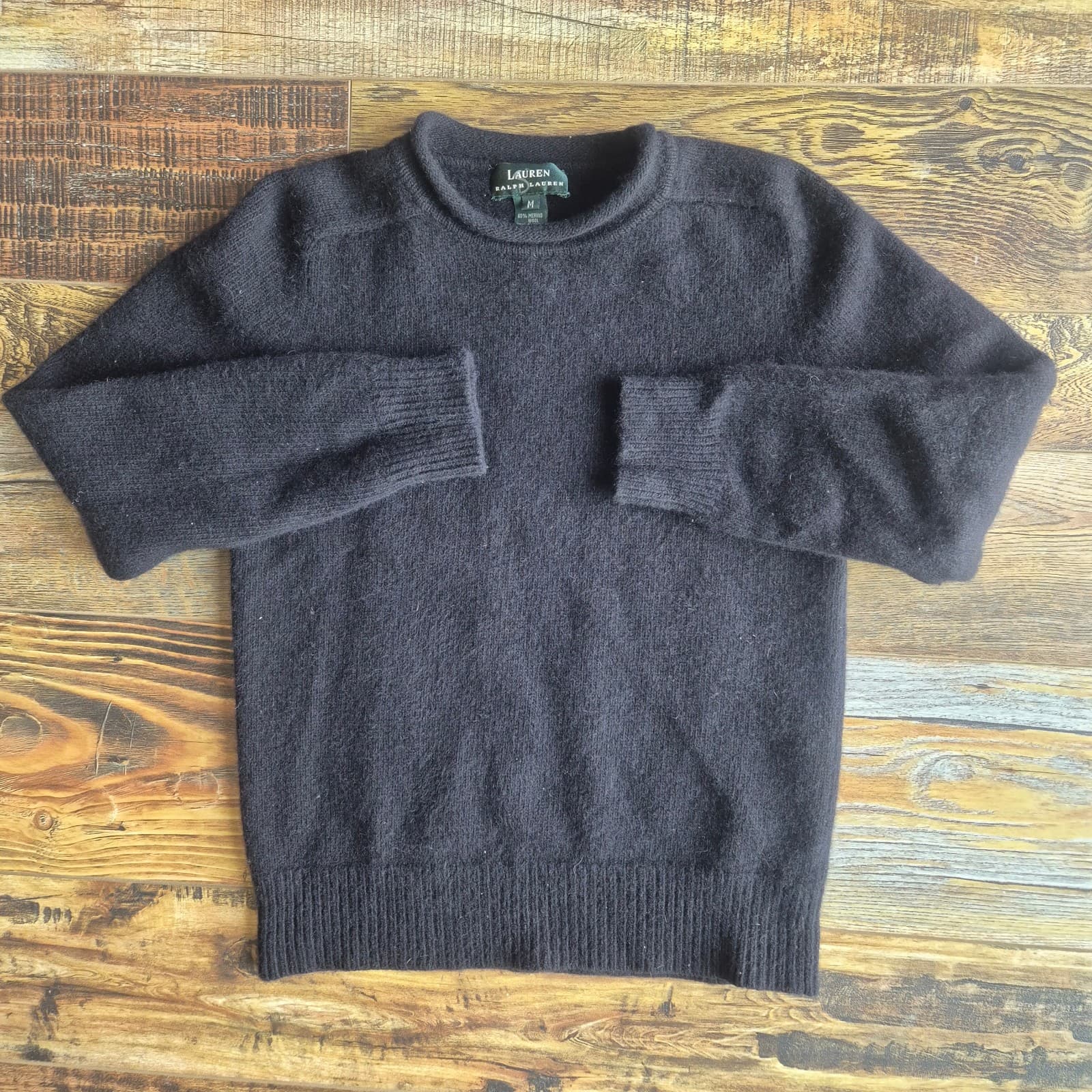 Vintage Y2K Lauren Ralph Lauren Merino Angora Cashmere Roll Neck Sweater Black M
