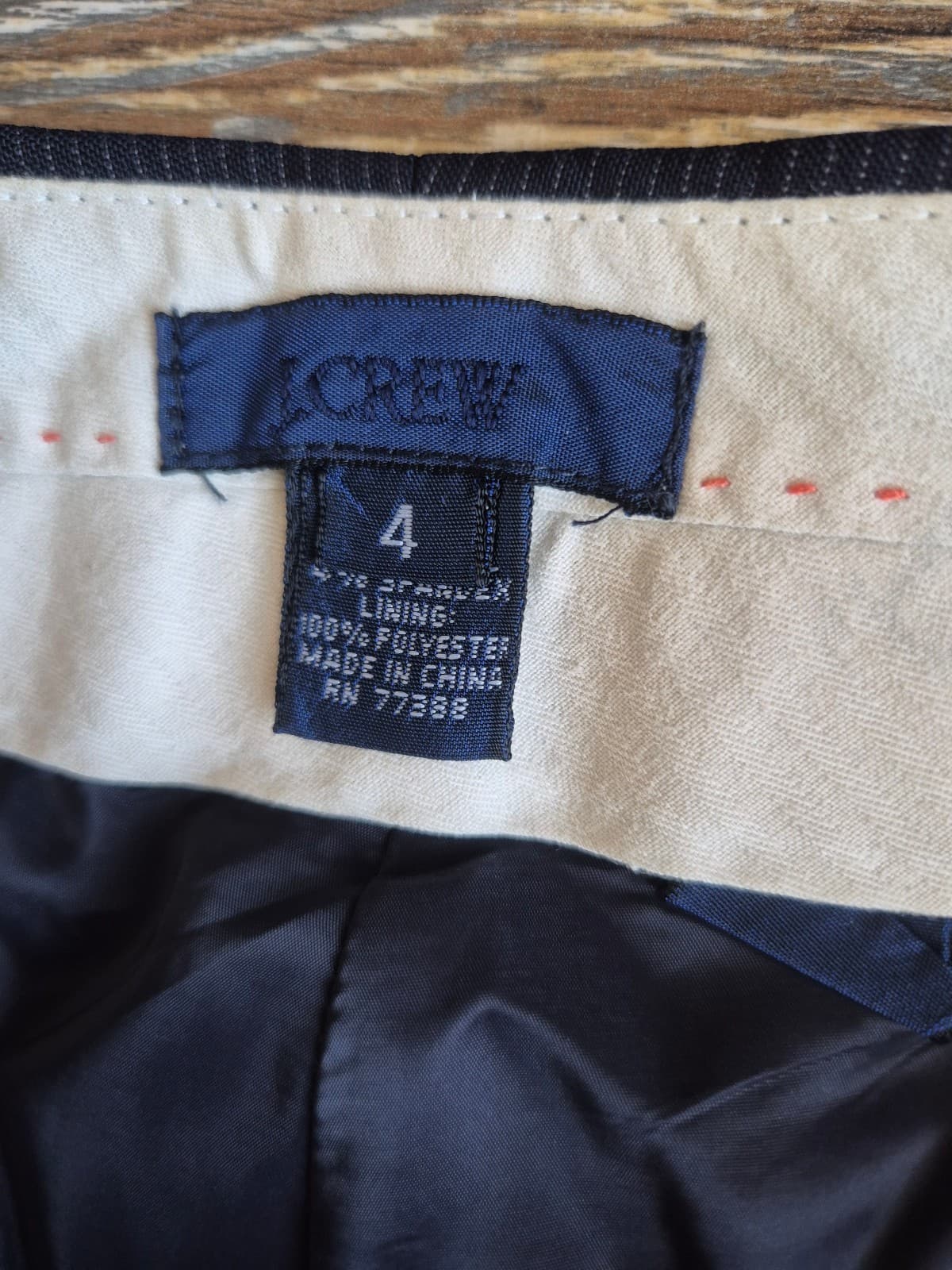 J.Crew Wool Blend Pin-Stripe Straight Leg Dress Pants Pocket Dark Blue Women's 4 - Thumbnail 7