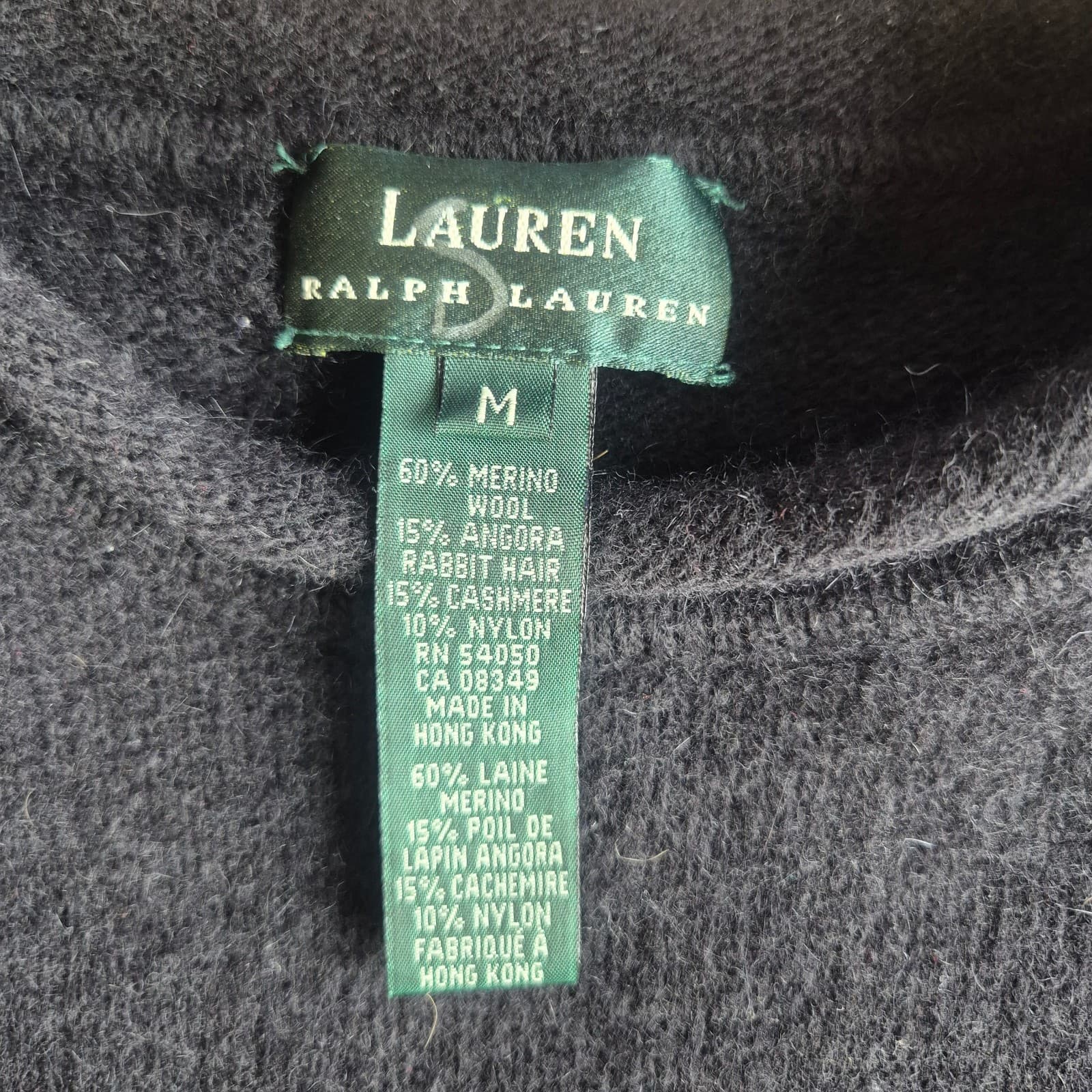 Vintage Y2K Lauren Ralph Lauren Merino Angora Cashmere Roll Neck Sweater Black M - Thumbnail 10