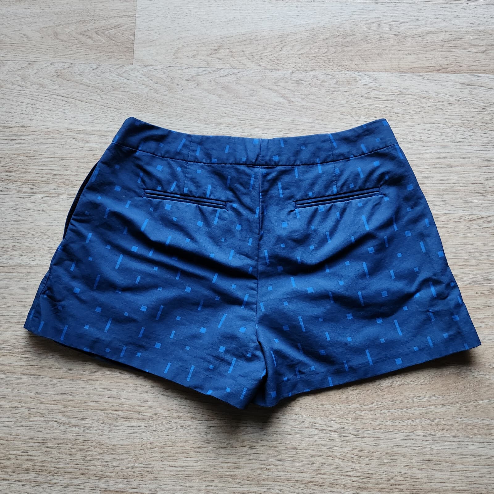 A|X Armani Exchange 3" Shorts Pocket Zip Cotton Blend Square-Printed Blue Sz.8 - Thumbnail 4