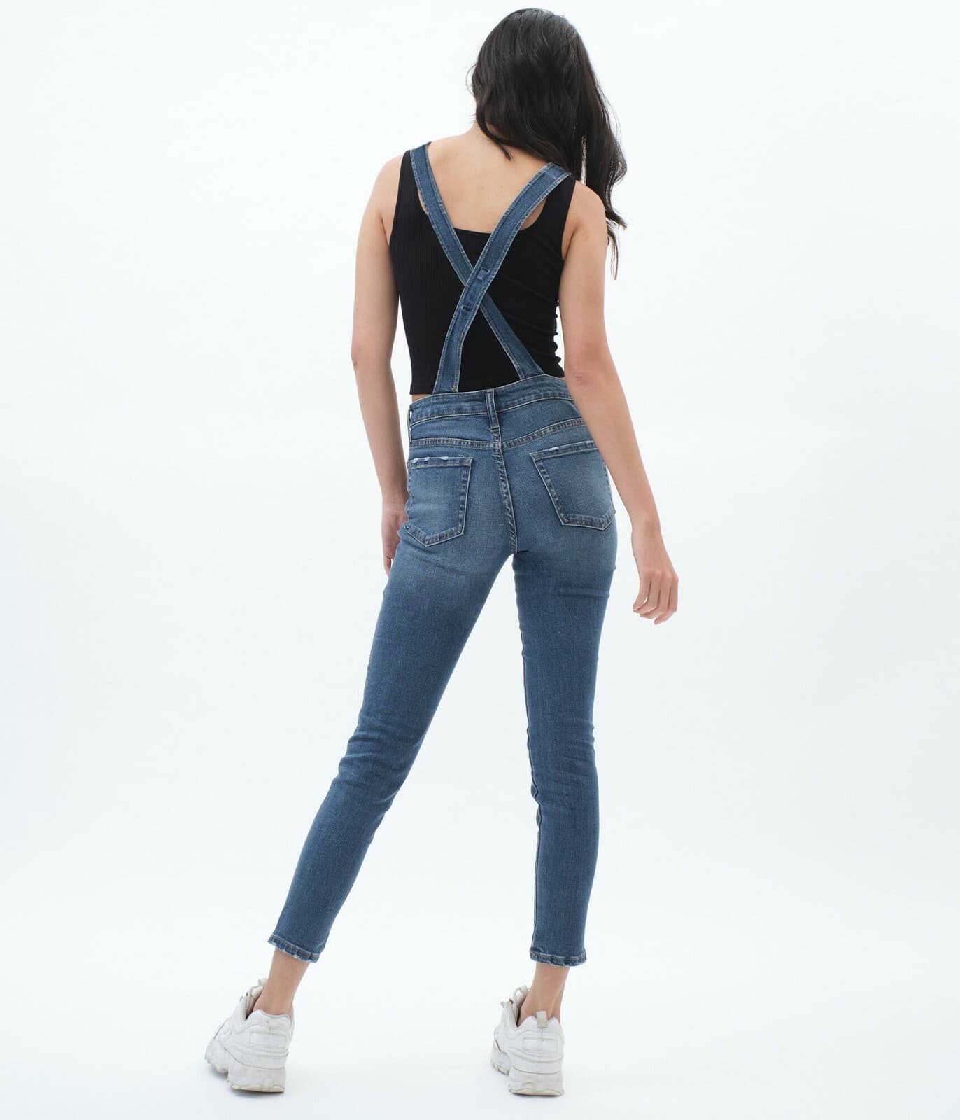 Aeropostale Aero Denim Overalls Distressed Skinny Button Down Blue Women Sz.6 - Thumbnail 3
