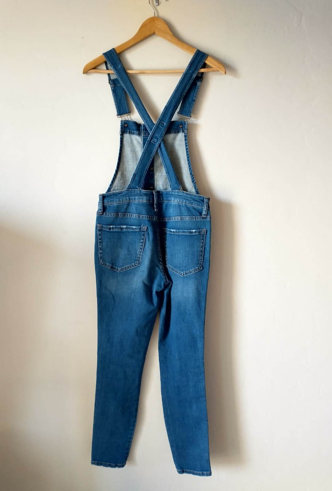 Aeropostale Aero Denim Overalls Distressed Skinny Button Down Blue Women Sz.6 - Thumbnail 6