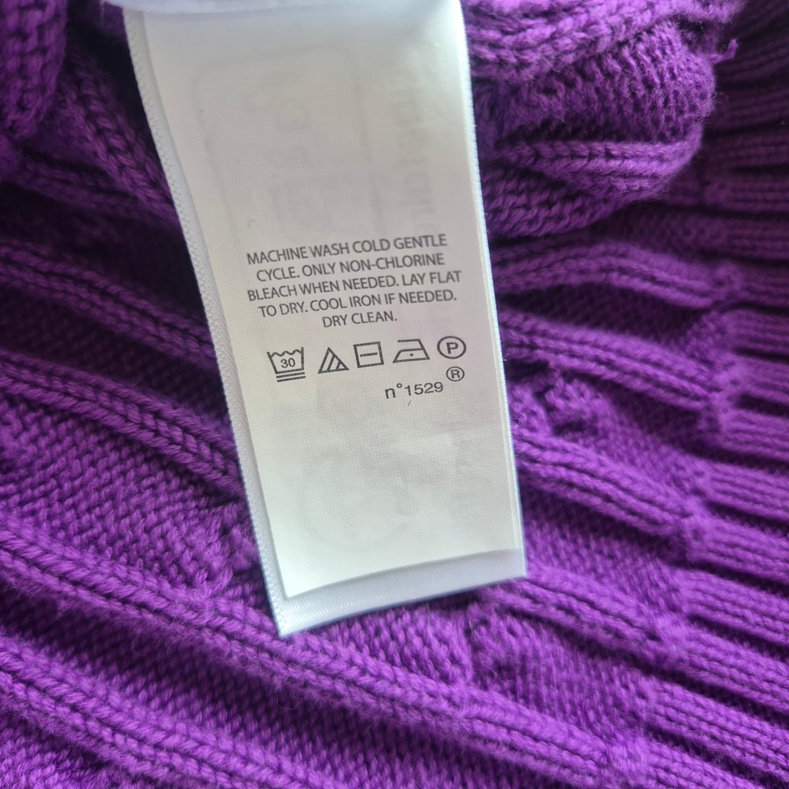 Polo Ralph Lauren Pony 100% Cotton Cable Knit V-Neck Sweater Purple Women's XXL - Thumbnail 12
