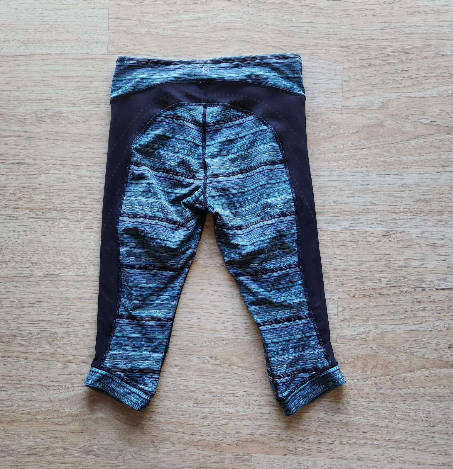 Lululemon Stop At Nothing Croped Legging Zip Pocket Space Dye Twist Blue Women 6 - Thumbnail 2