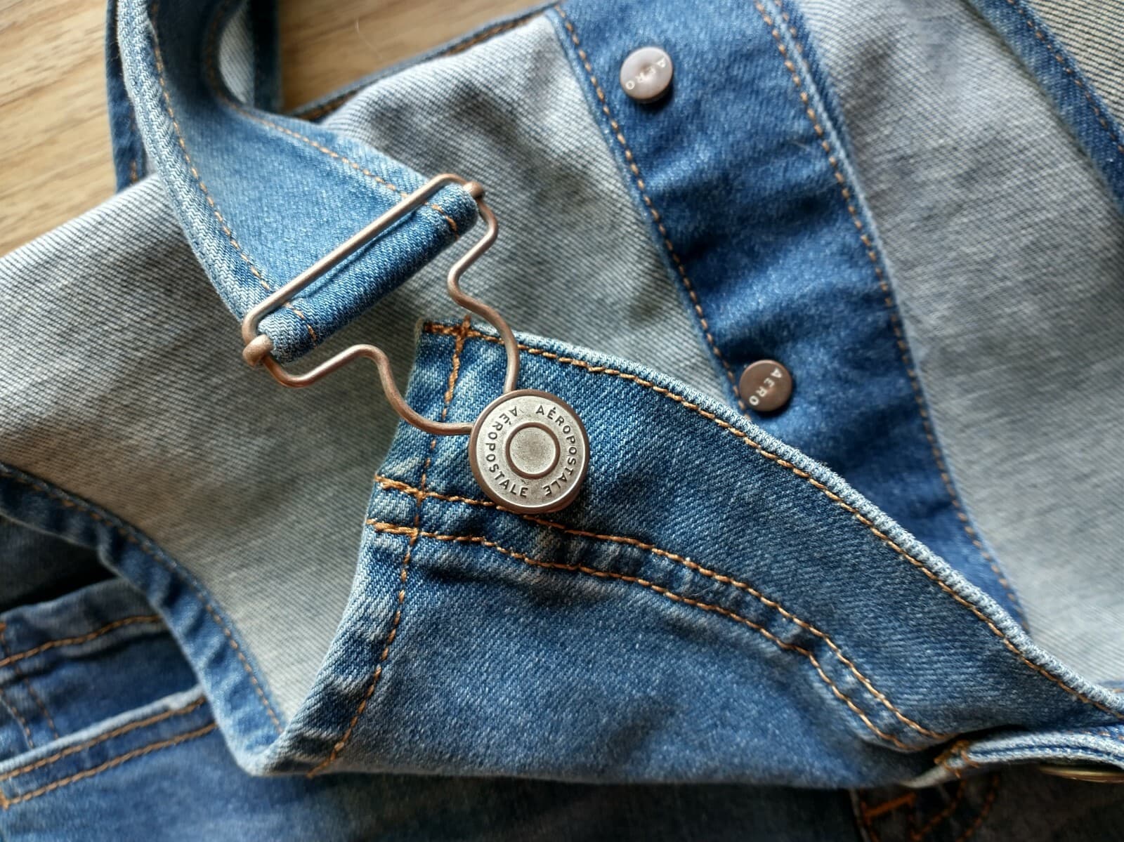 Aeropostale Aero Denim Overalls Distressed Skinny Button Down Blue Women Sz.6 - Thumbnail 9