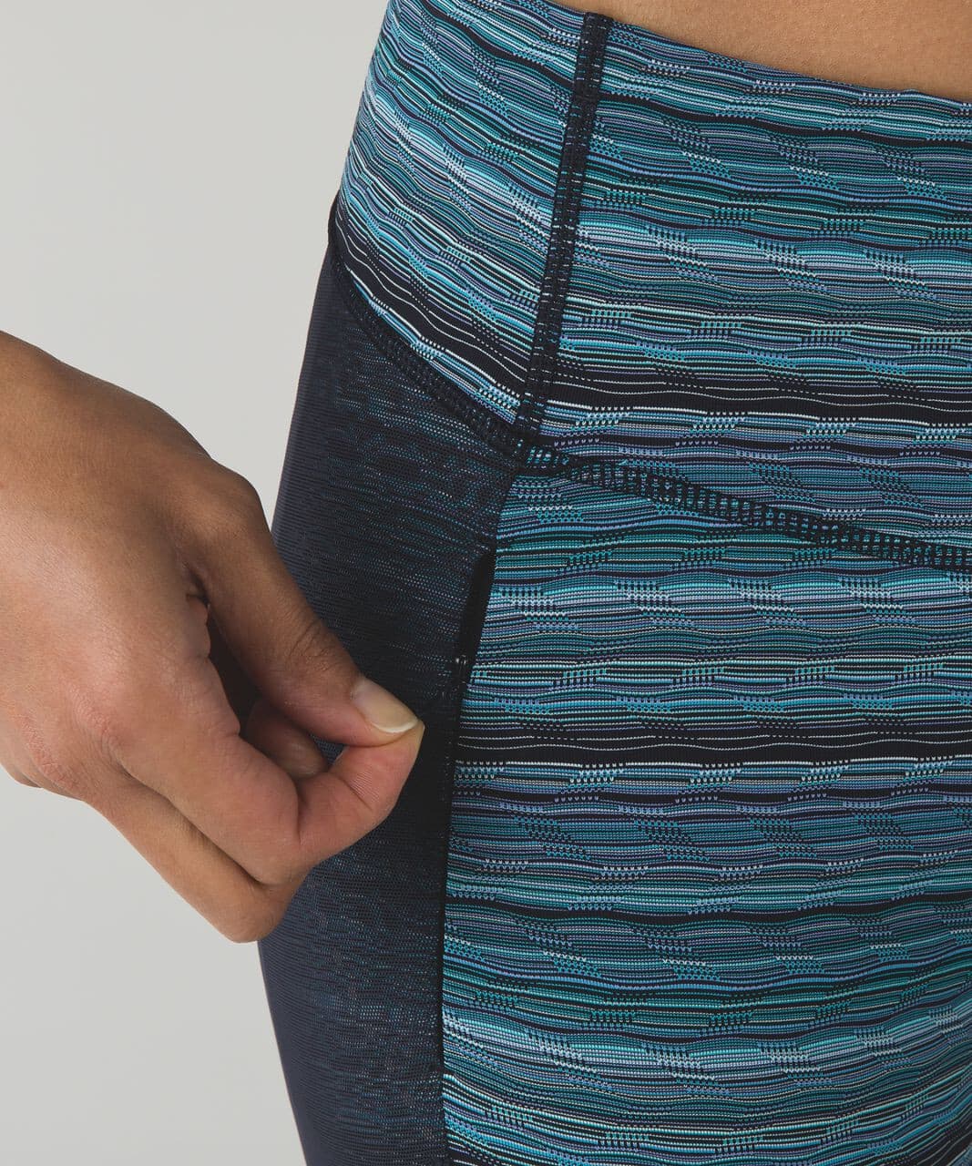 Lululemon Stop At Nothing Croped Legging Zip Pocket Space Dye Twist Blue Women 6 - Thumbnail 9