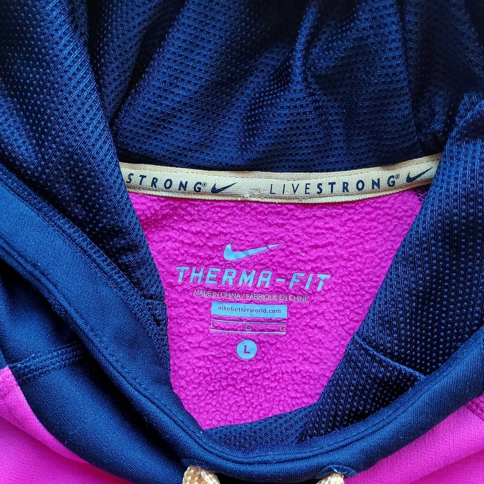 Nike Therma-Fit Fleece Lined Hooded Sweatshirt Graphic Pink-Black Women Sz.L - Thumbnail 11