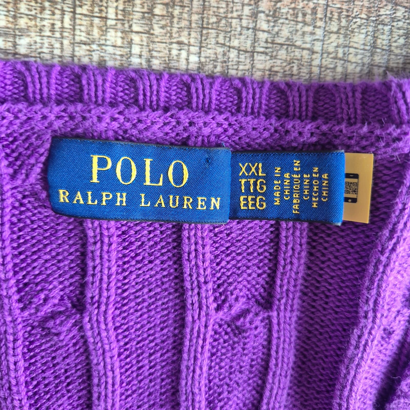 Polo Ralph Lauren Pony 100% Cotton Cable Knit V-Neck Sweater Purple Women's XXL - Thumbnail 10