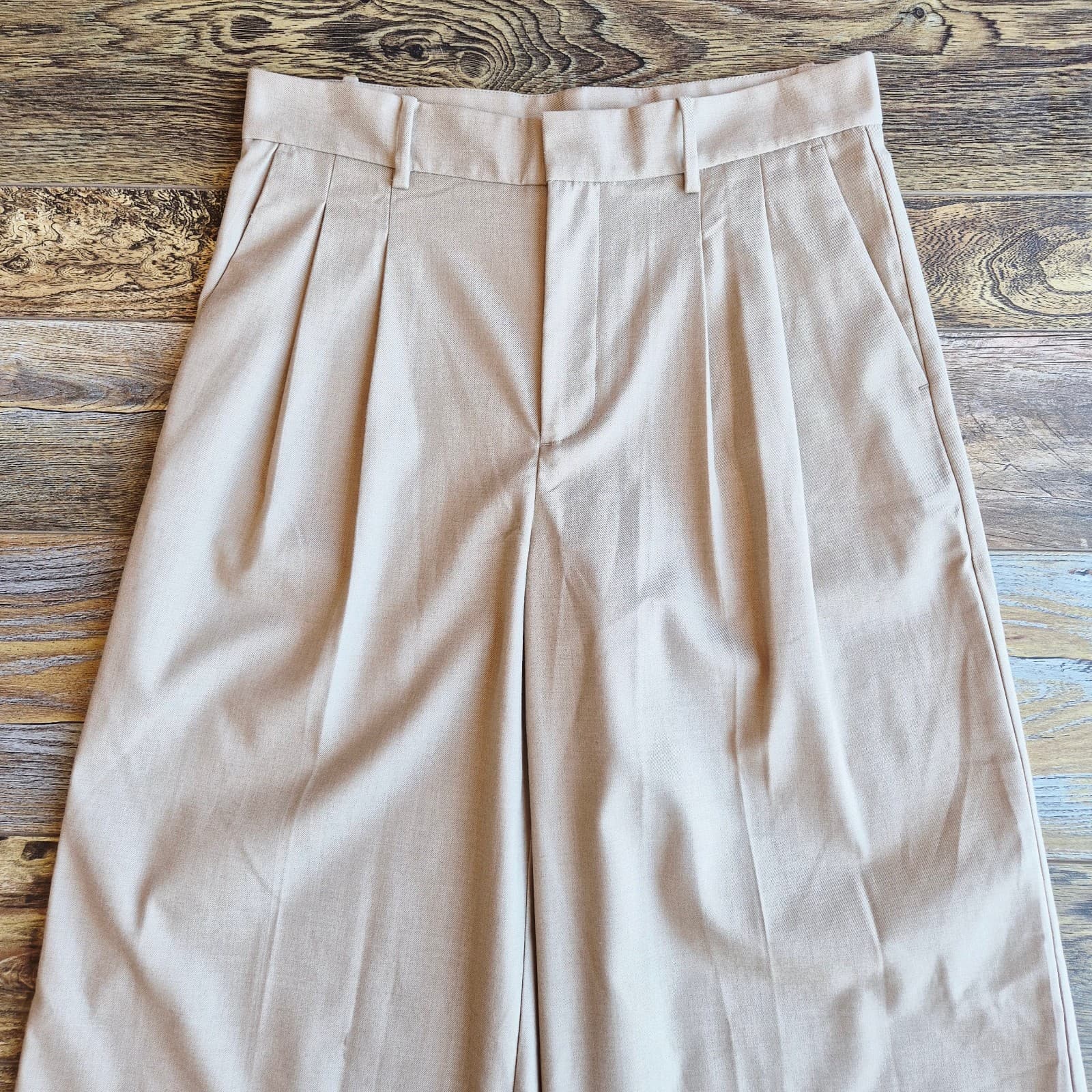 NWoT Madewell The Harlow Superwide-Leg Front Pleat Trouser Pocket Zip Beige Sz.4 - Thumbnail 3