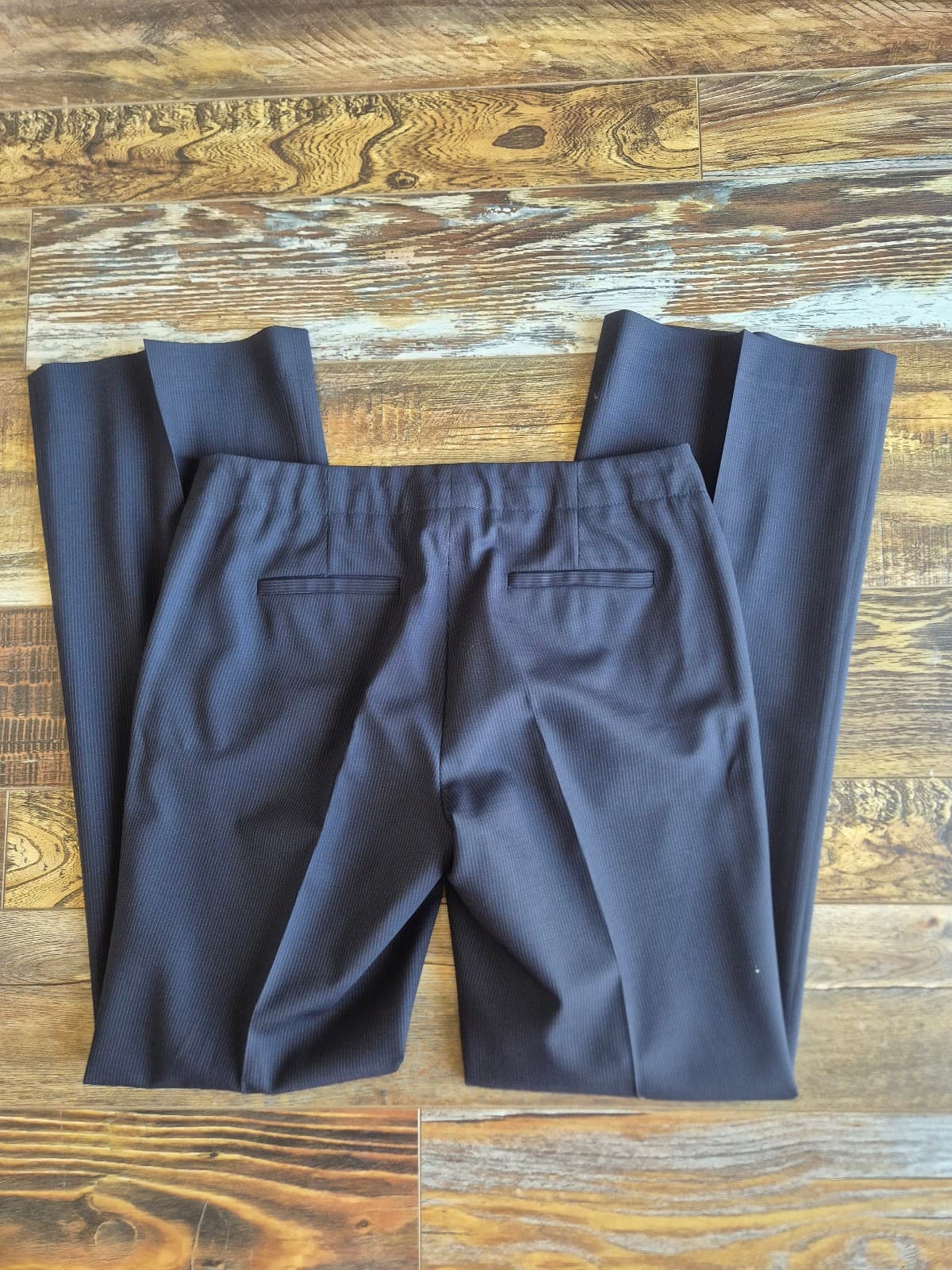 J.Crew Wool Blend Pin-Stripe Straight Leg Dress Pants Pocket Dark Blue Women's 4 - Thumbnail 11