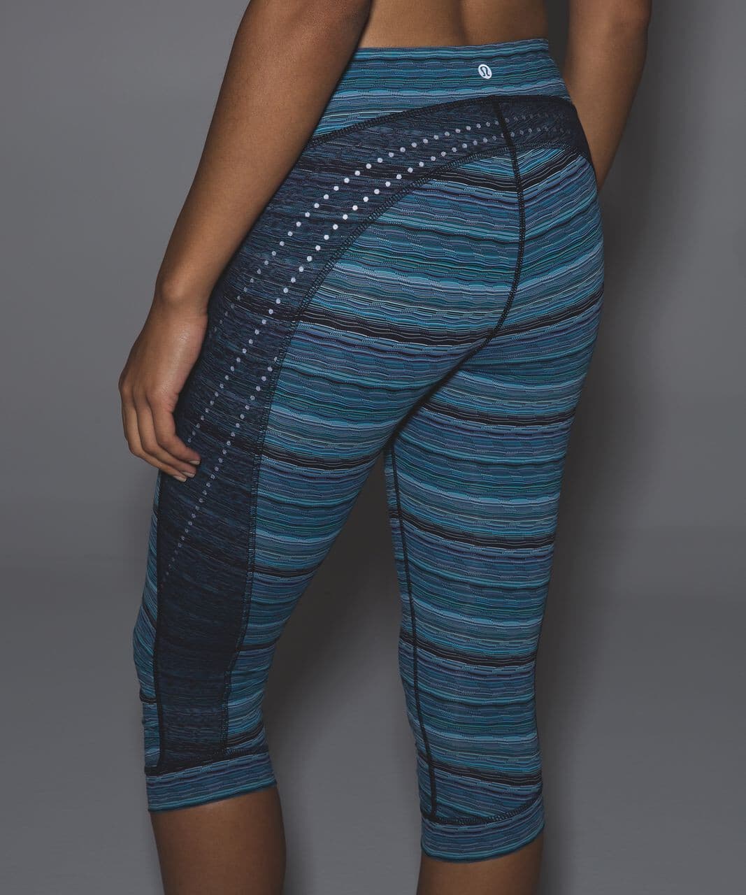 Lululemon Stop At Nothing Croped Legging Zip Pocket Space Dye Twist Blue Women 6 - Thumbnail 7
