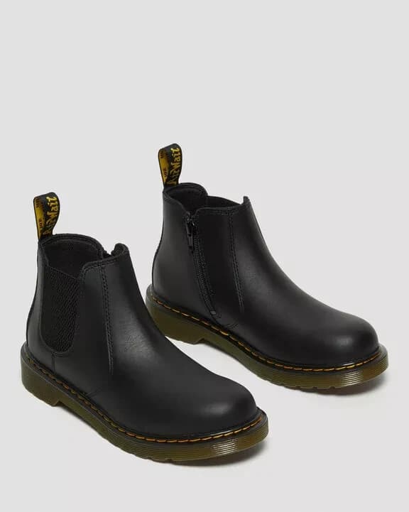 Dr.Martens 2976Y Leather Chelsea Boots Elastic Gussets Ankle-Zip Black M5 W6 - Thumbnail 5