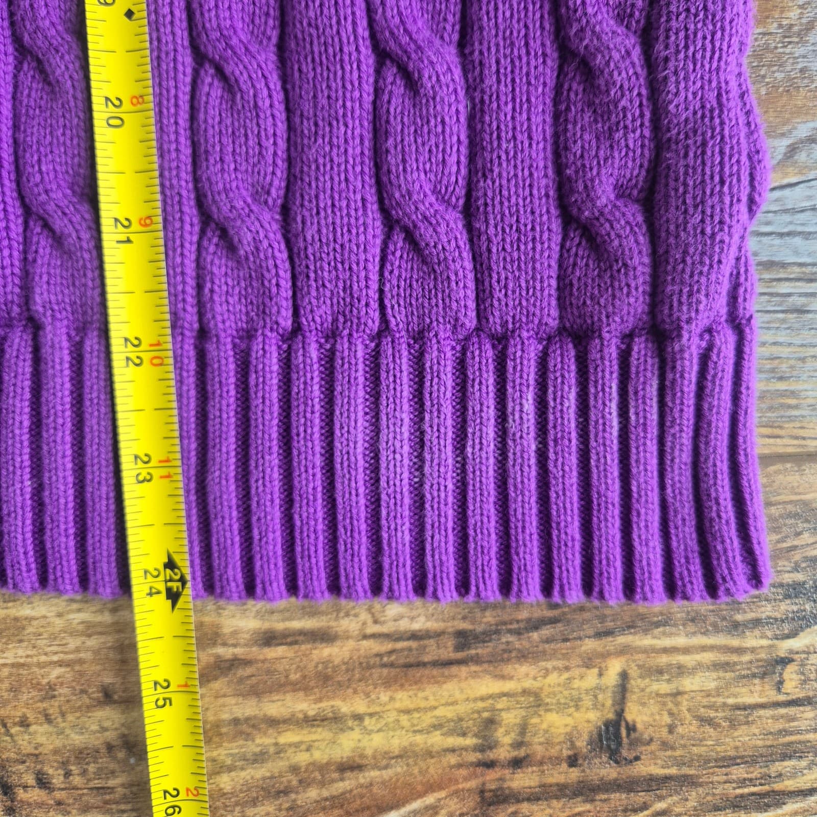 Polo Ralph Lauren Pony 100% Cotton Cable Knit V-Neck Sweater Purple Women's XXL - Thumbnail 15