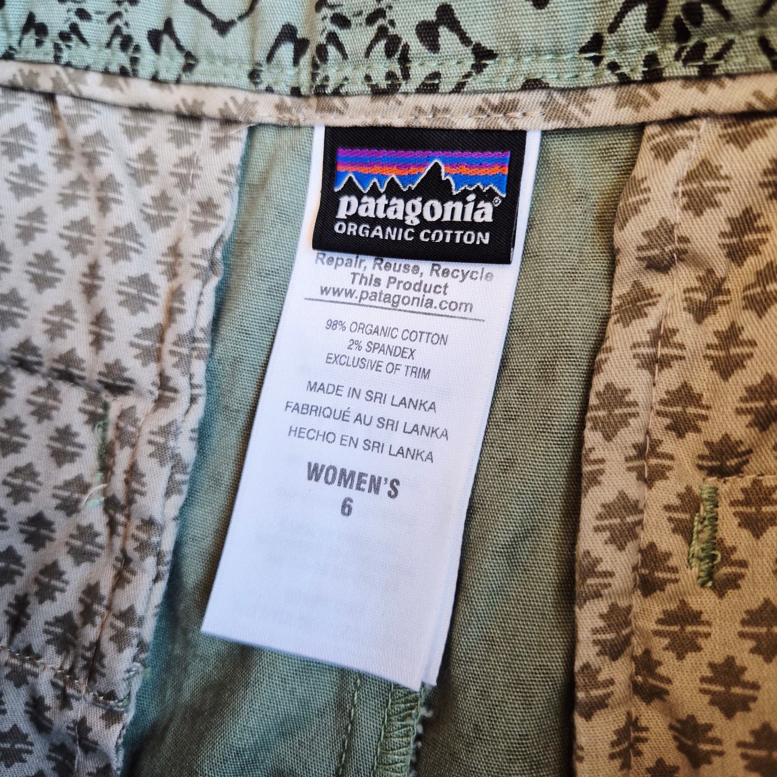 Patagonia Stretch All Wear Capris Pant Green Geo-Print Organic Cotton Blend Sz.6 - Thumbnail 8