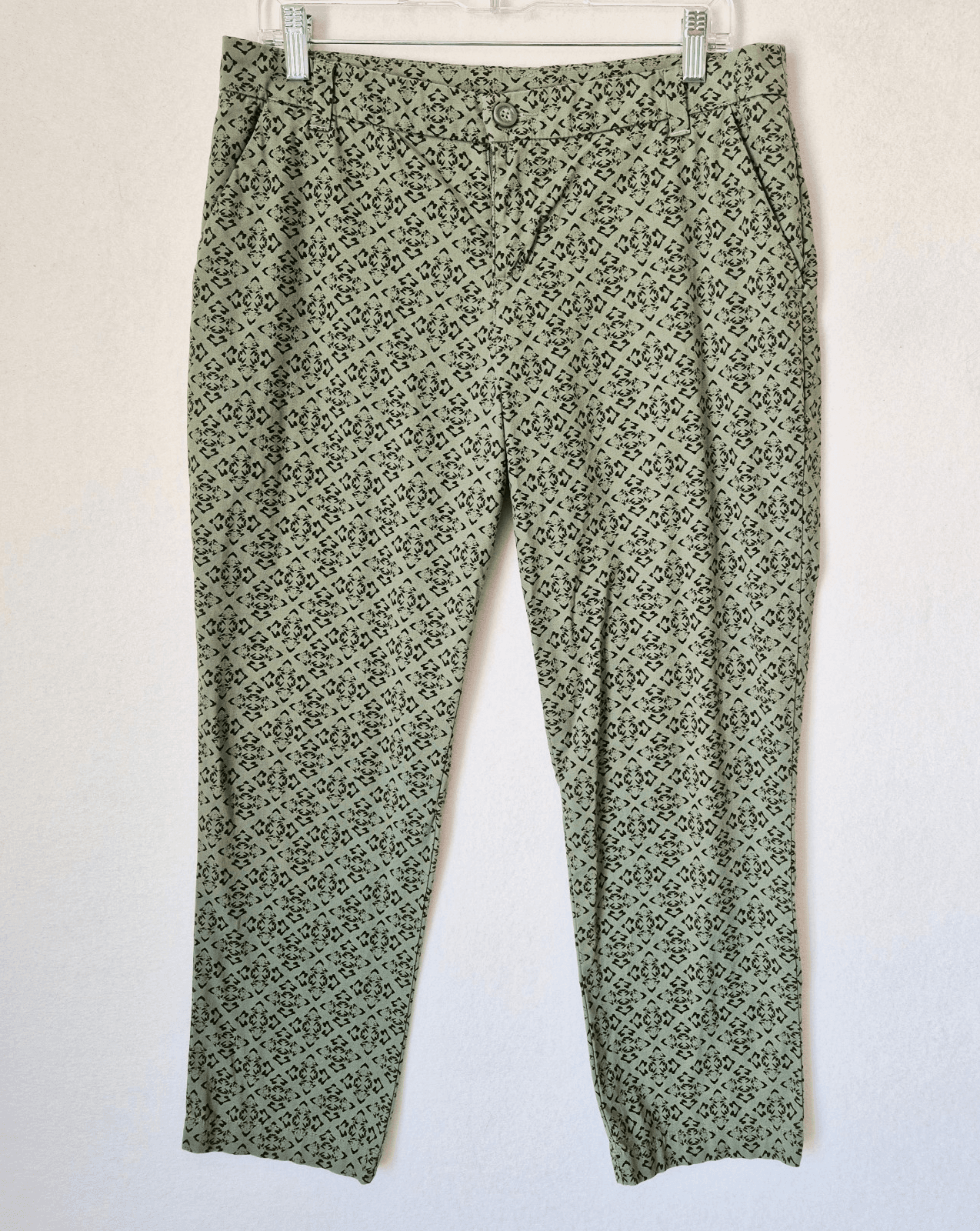Patagonia Stretch All Wear Capris Pant Green Geo-Print Organic Cotton Blend Sz.6 - Thumbnail 2