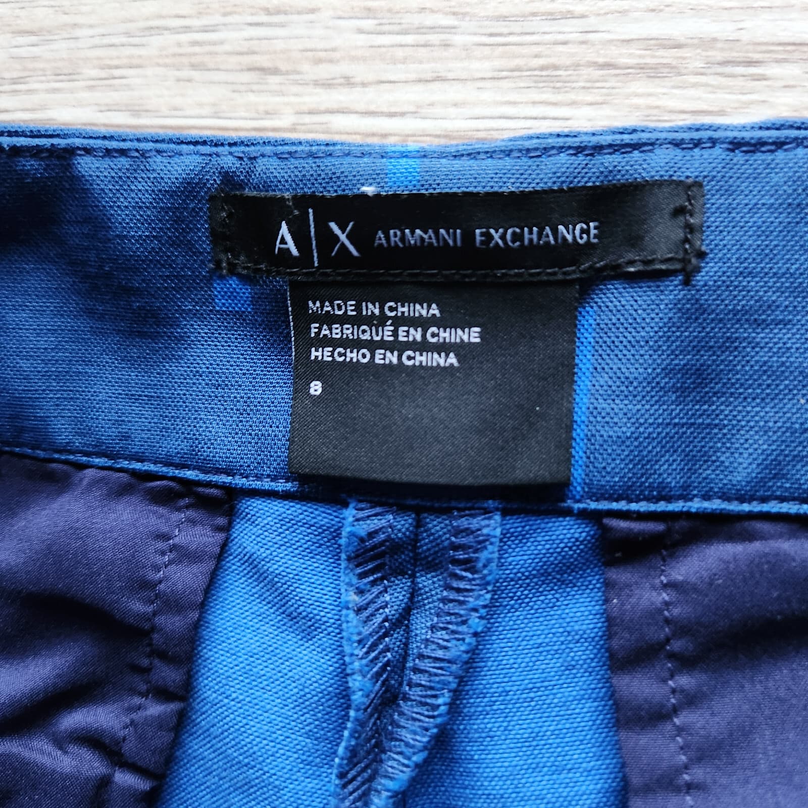 A|X Armani Exchange 3" Shorts Pocket Zip Cotton Blend Square-Printed Blue Sz.8 - Thumbnail 7