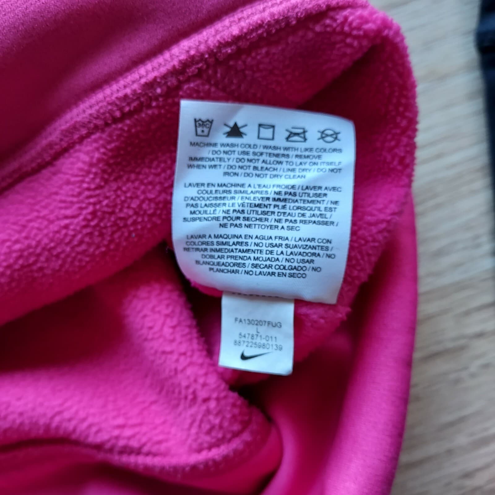 Nike Therma-Fit Fleece Lined Hooded Sweatshirt Graphic Pink-Black Women Sz.L - Thumbnail 10