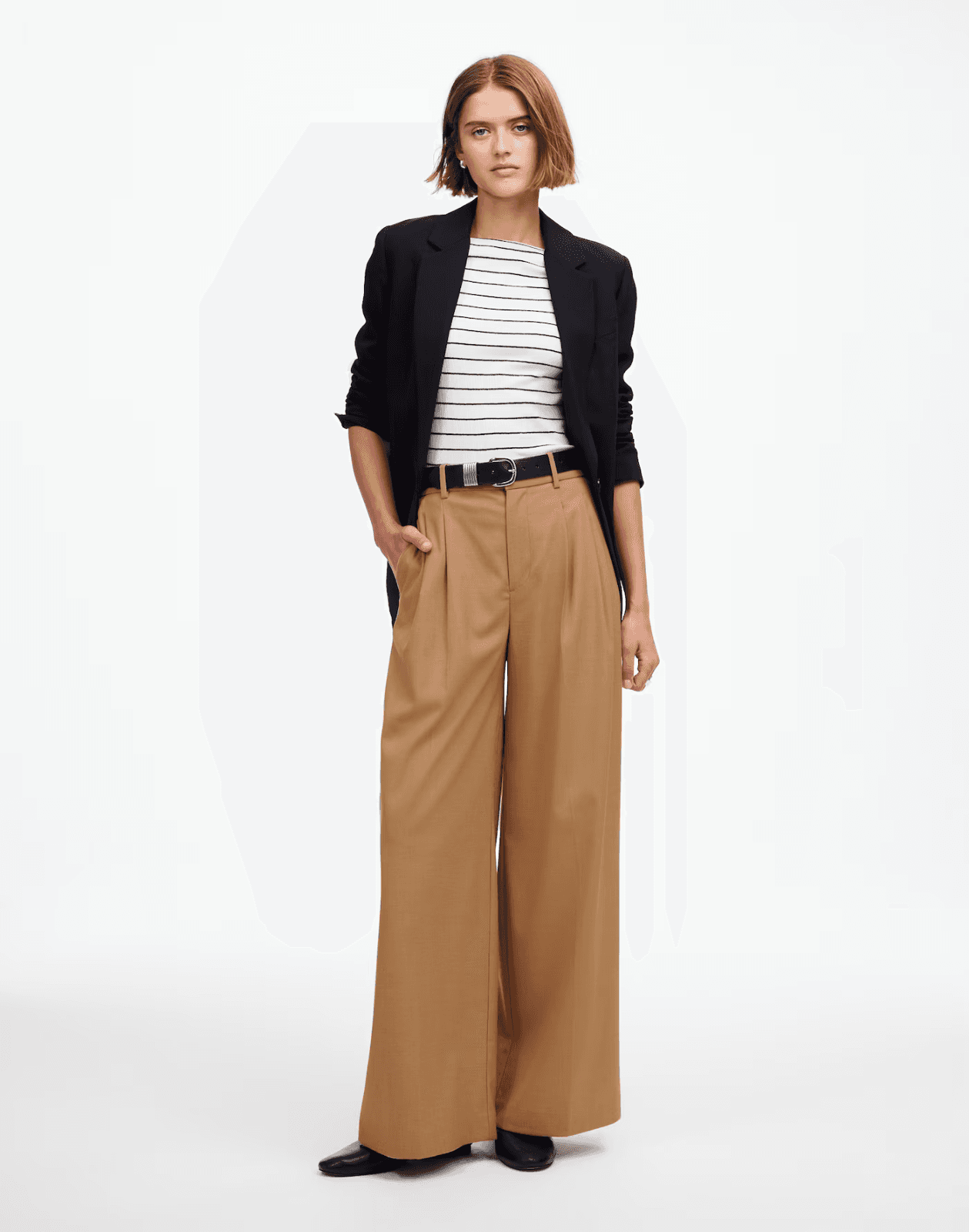 NWoT Madewell The Harlow Superwide-Leg Front Pleat Trouser Pocket Zip Beige Sz.4 - Thumbnail 2